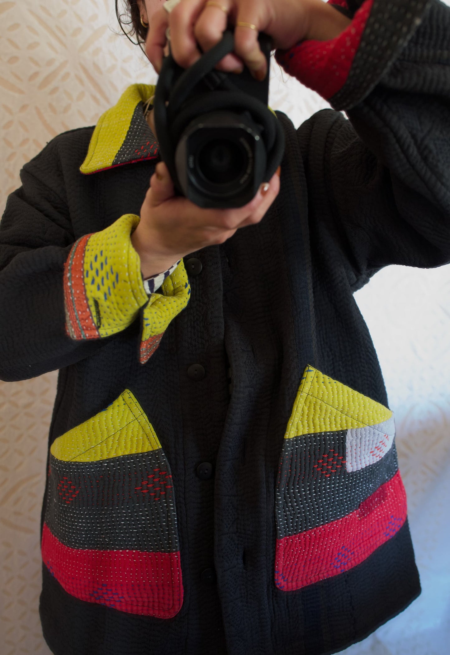 vintage kantha jacket （black B）