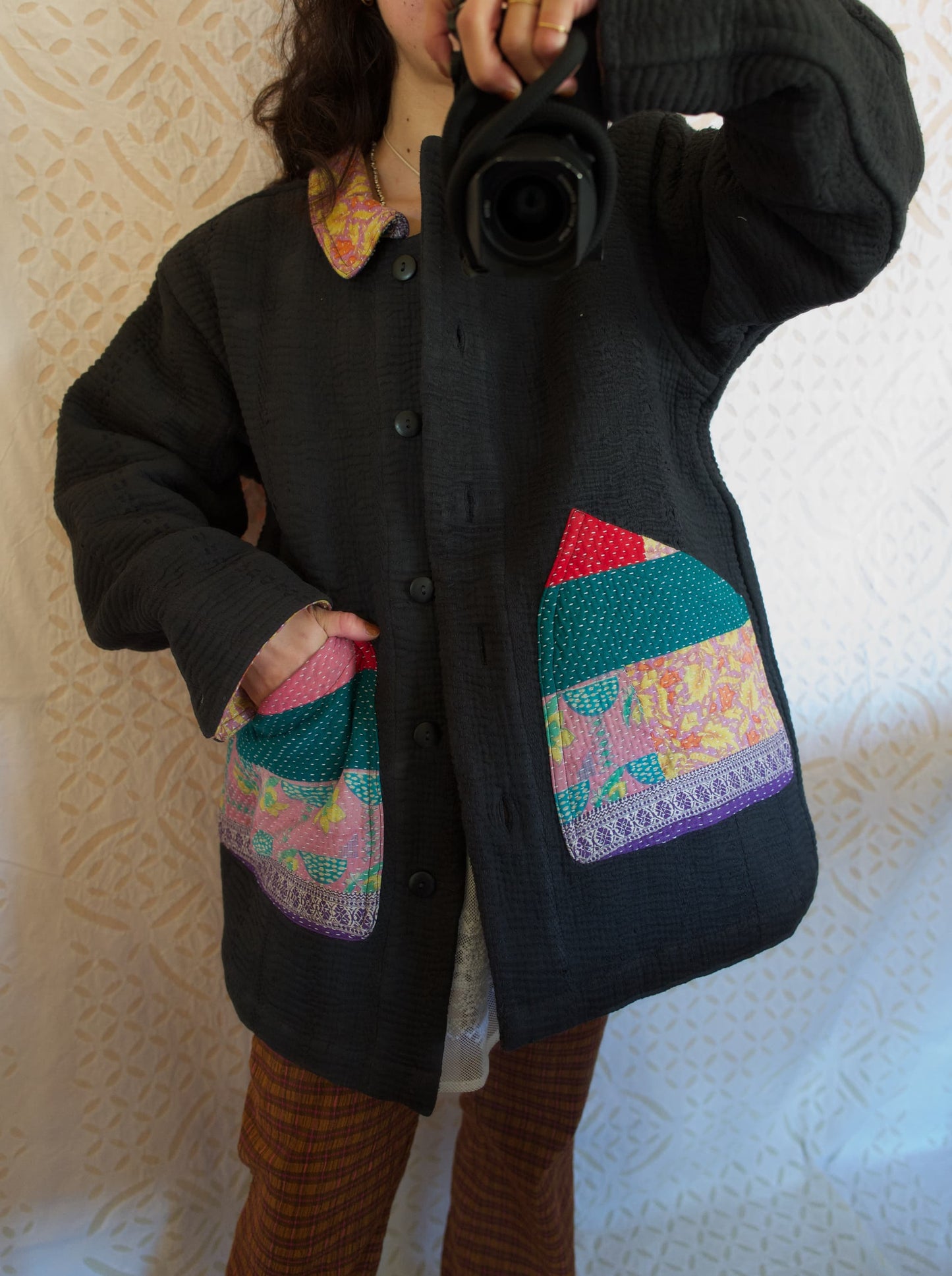 vintage kantha jacket （black F）