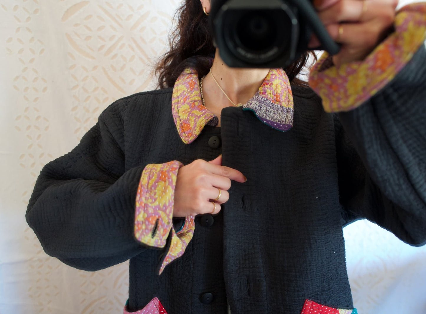 vintage kantha jacket （black F）