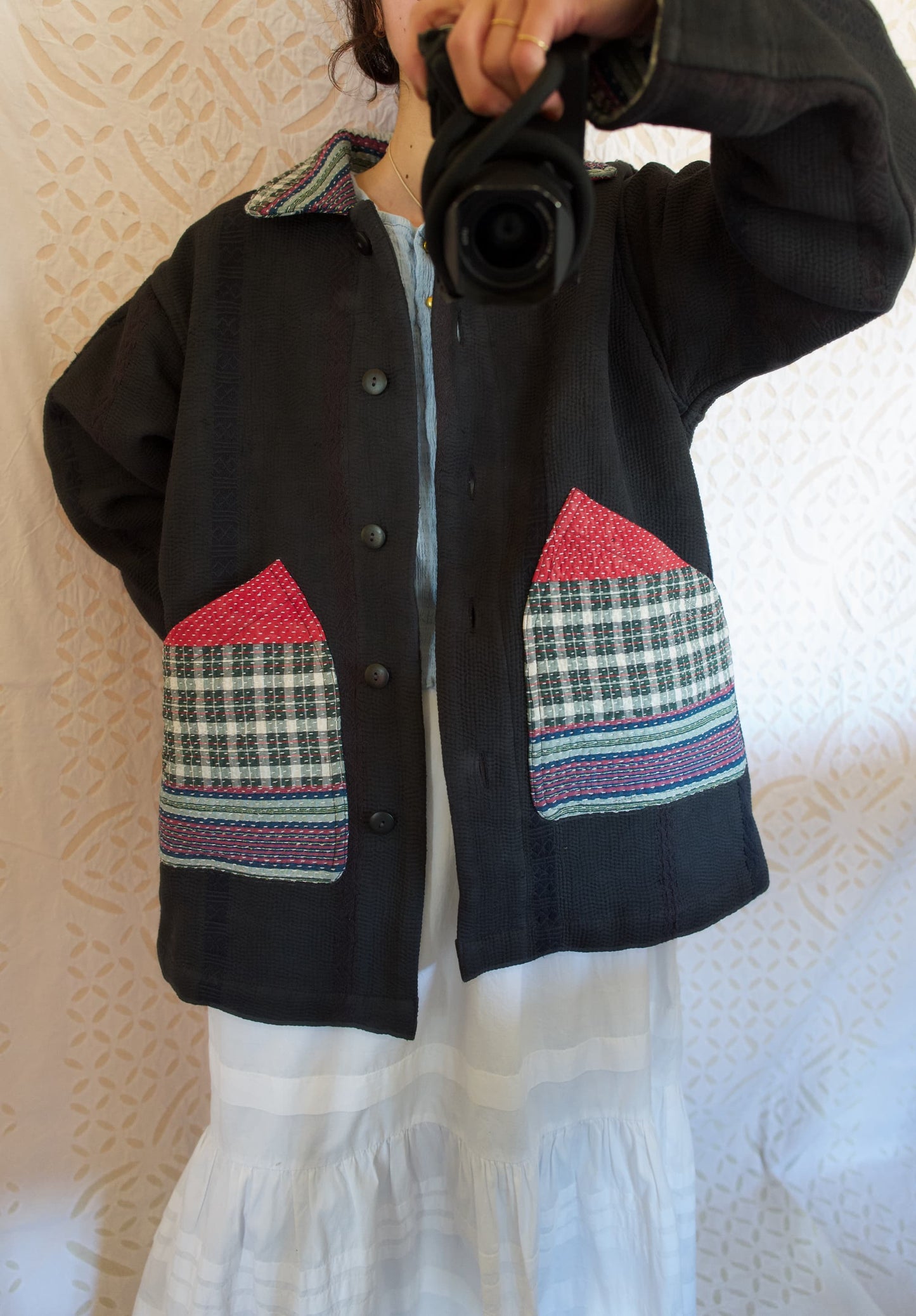vintage kantha jacket （black H）