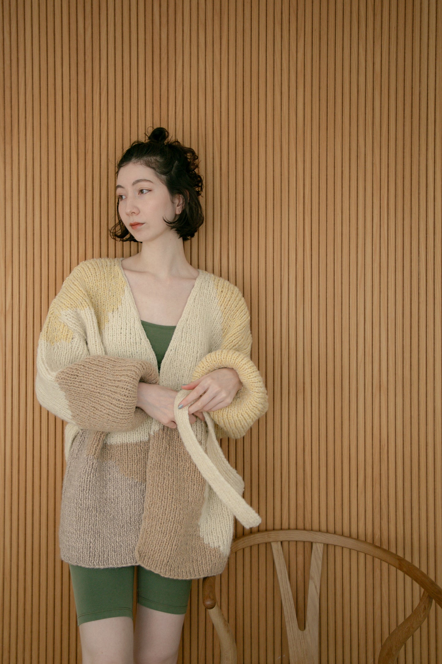 topography handknit gown（sand）