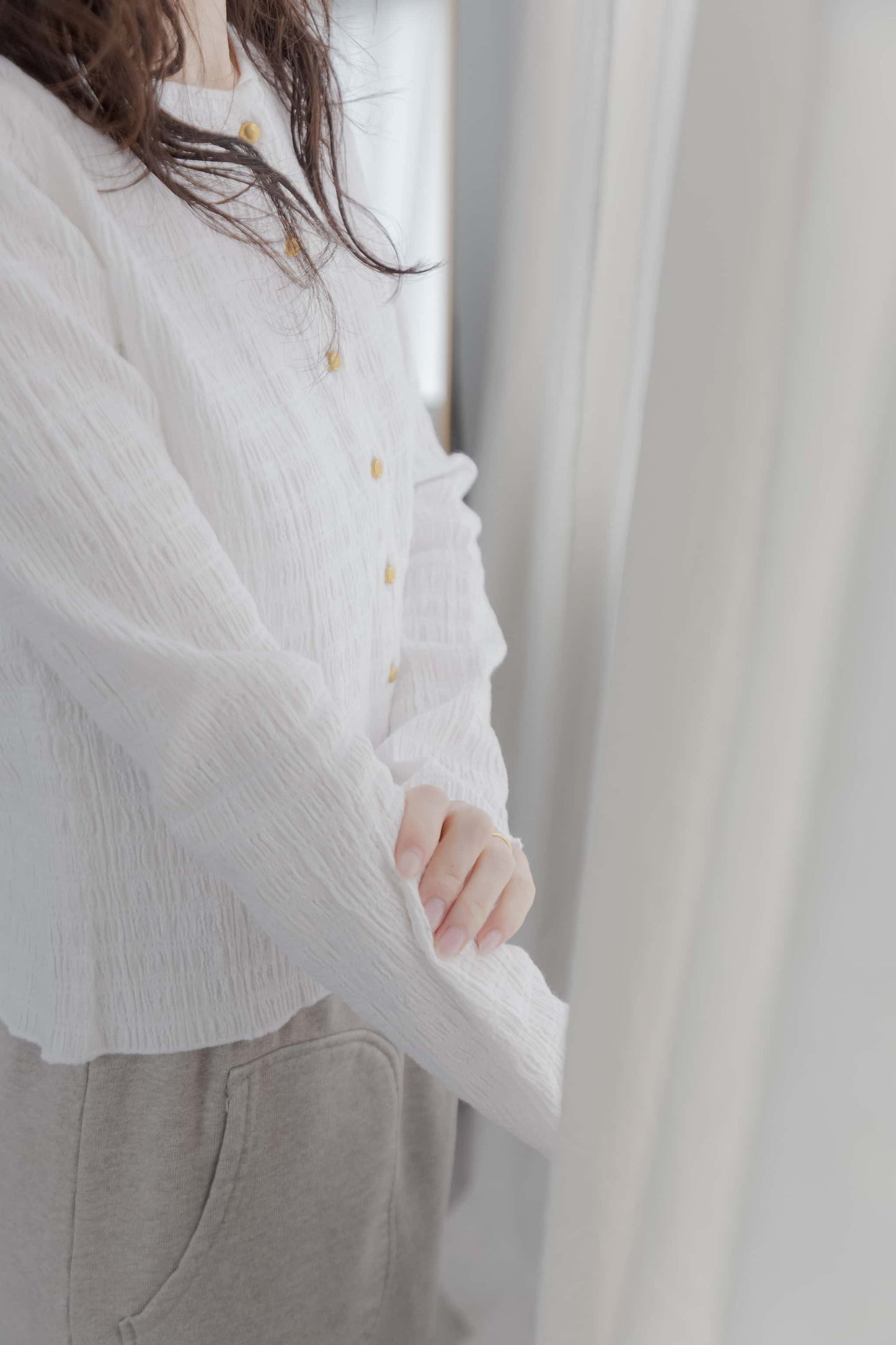 shirring cardigan（white）