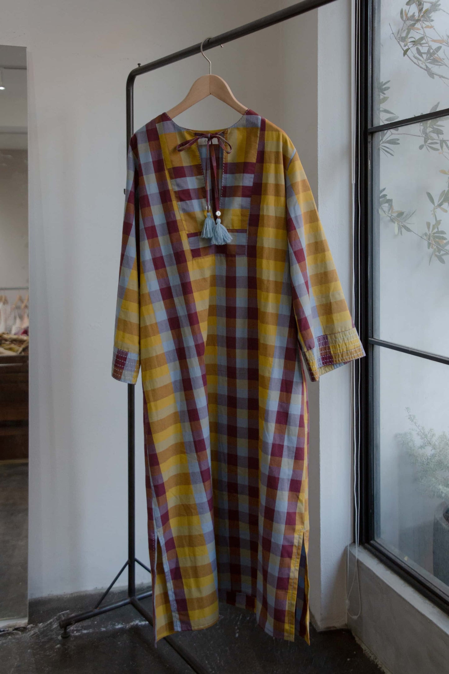 check woven dress（mix）