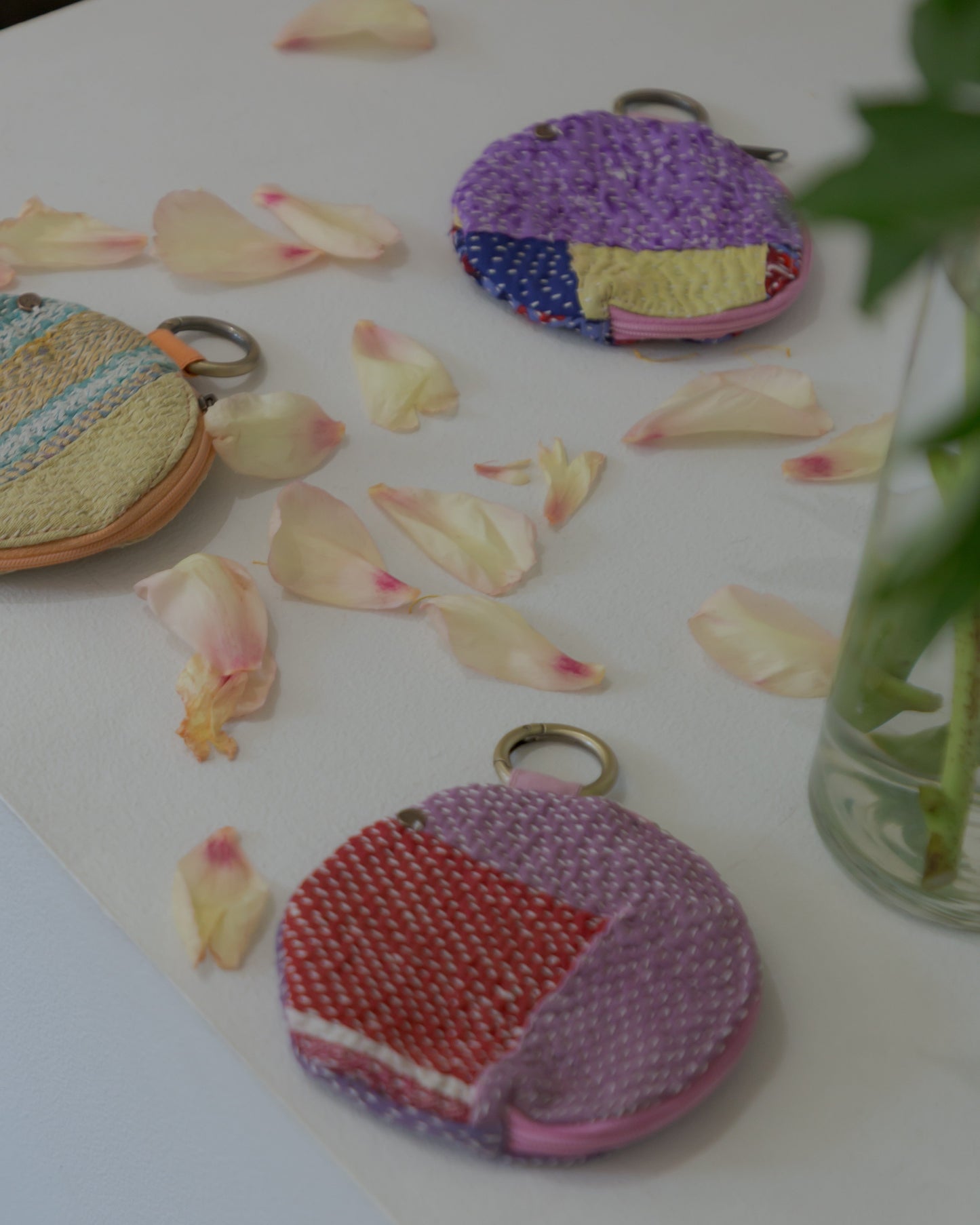 round kantha pouch
