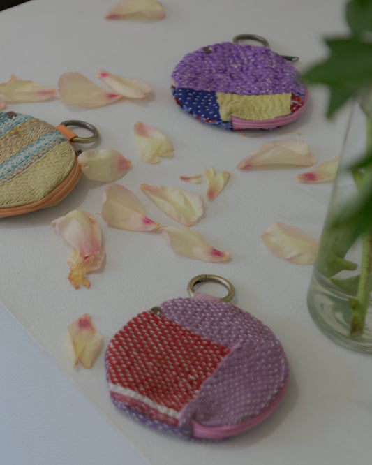 round kantha pouch