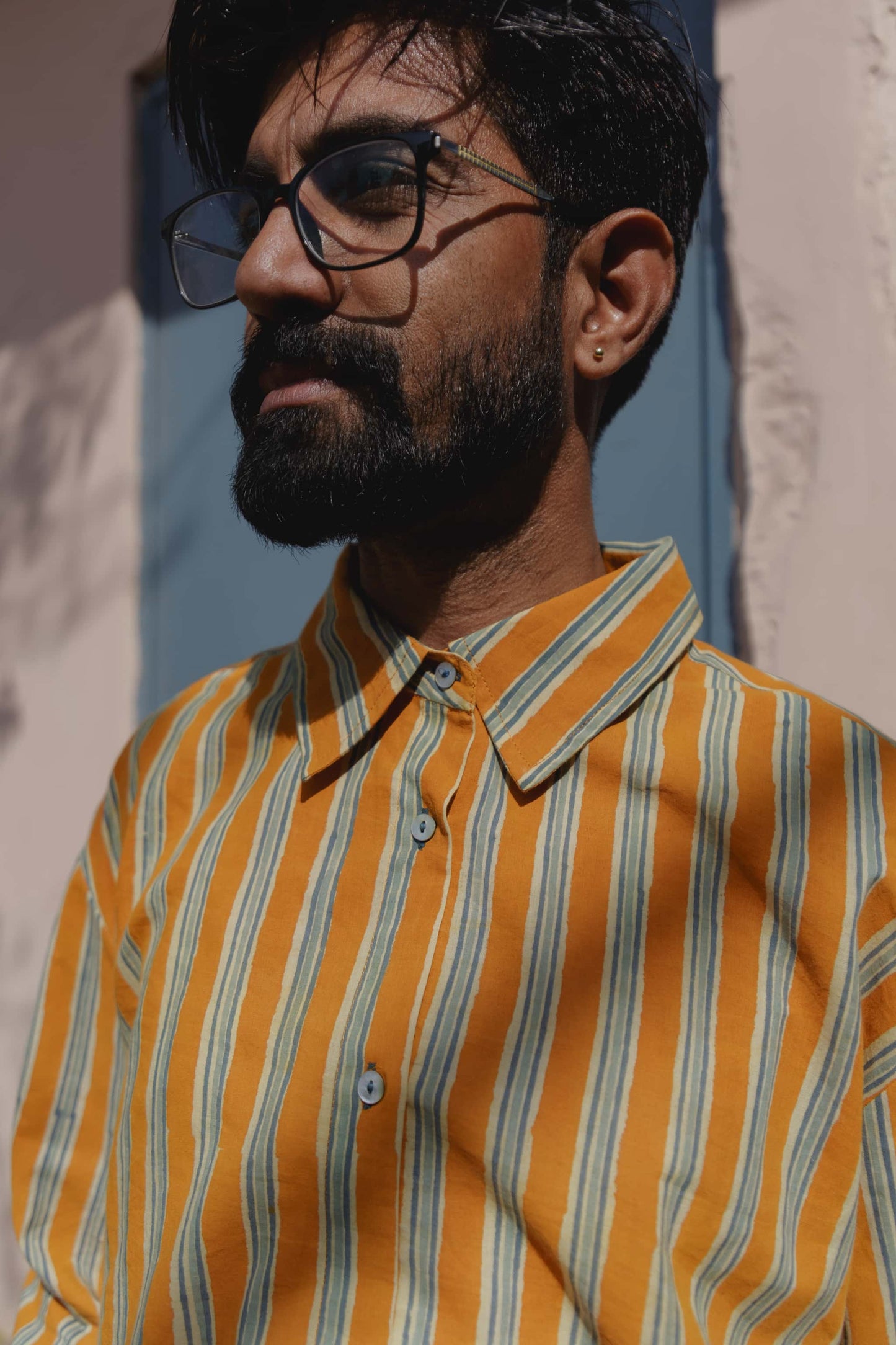 Bagru block print shirt（stripe）