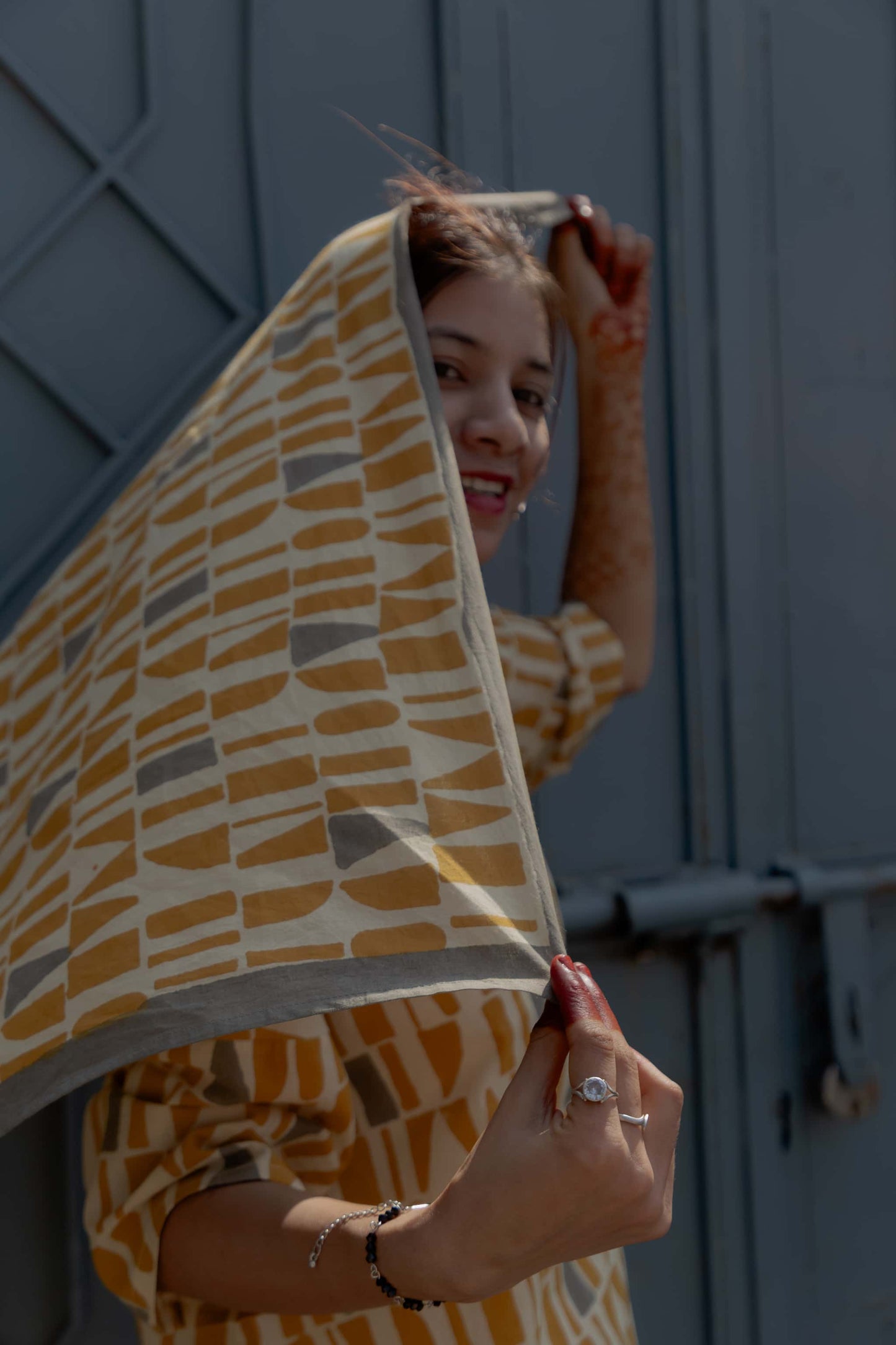 Bagru blockprint scarf（yellow）