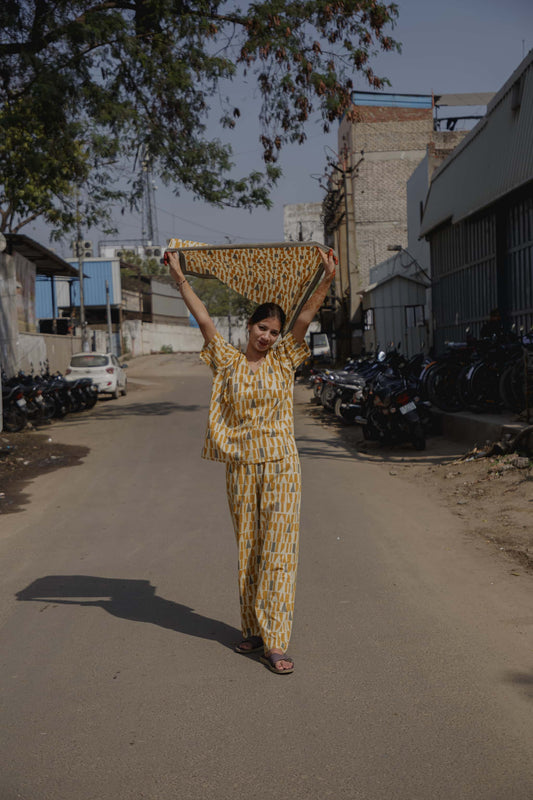 Bagru block print top（yellow）