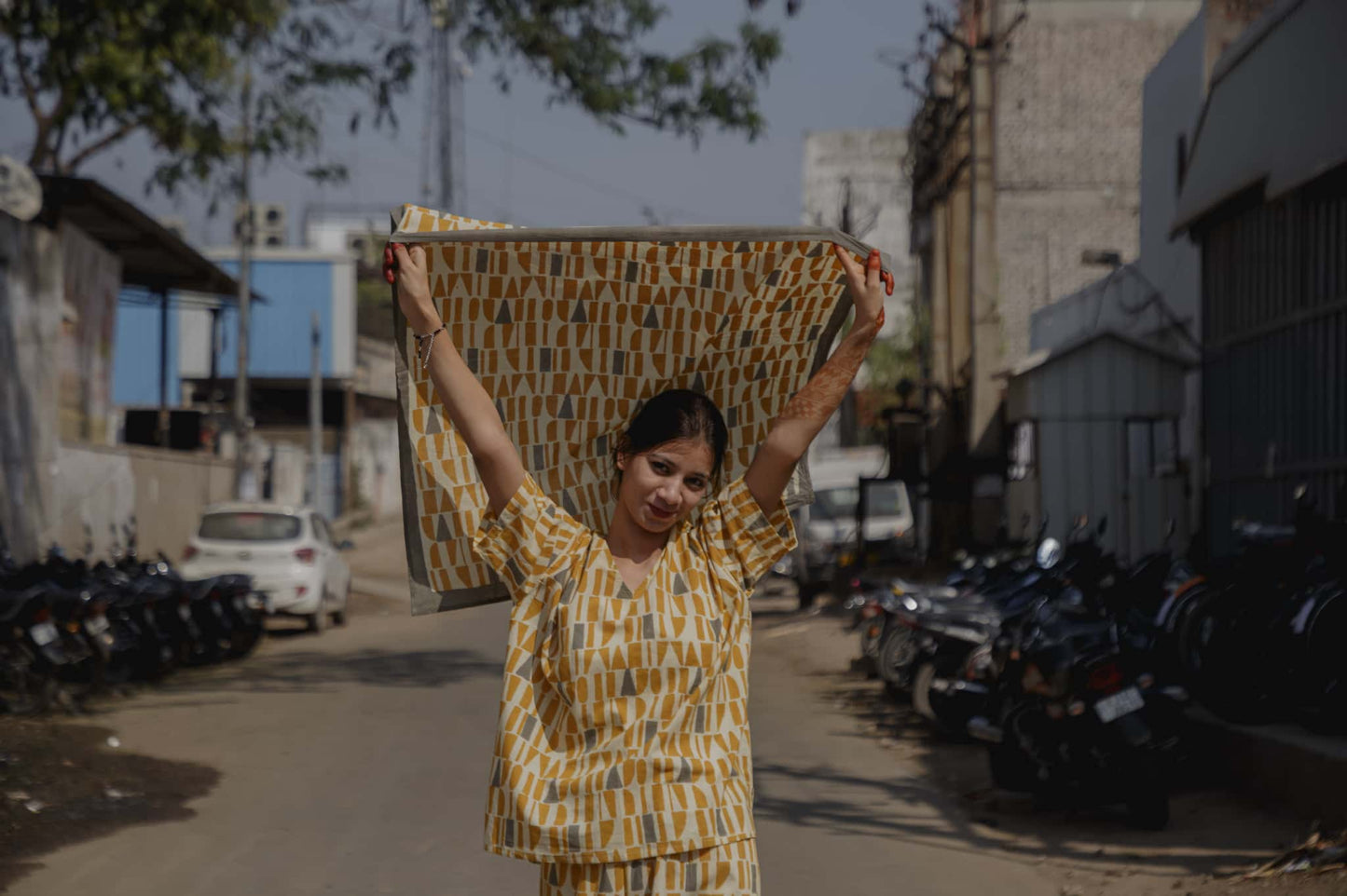 Bagru blockprint scarf（yellow）