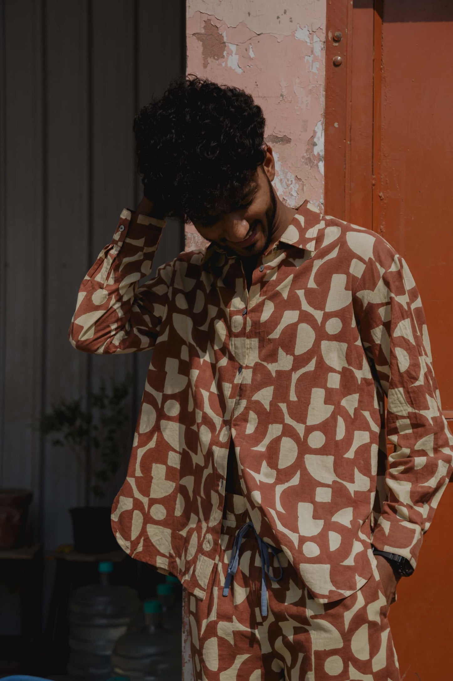 Bagru block print shirt（brown）