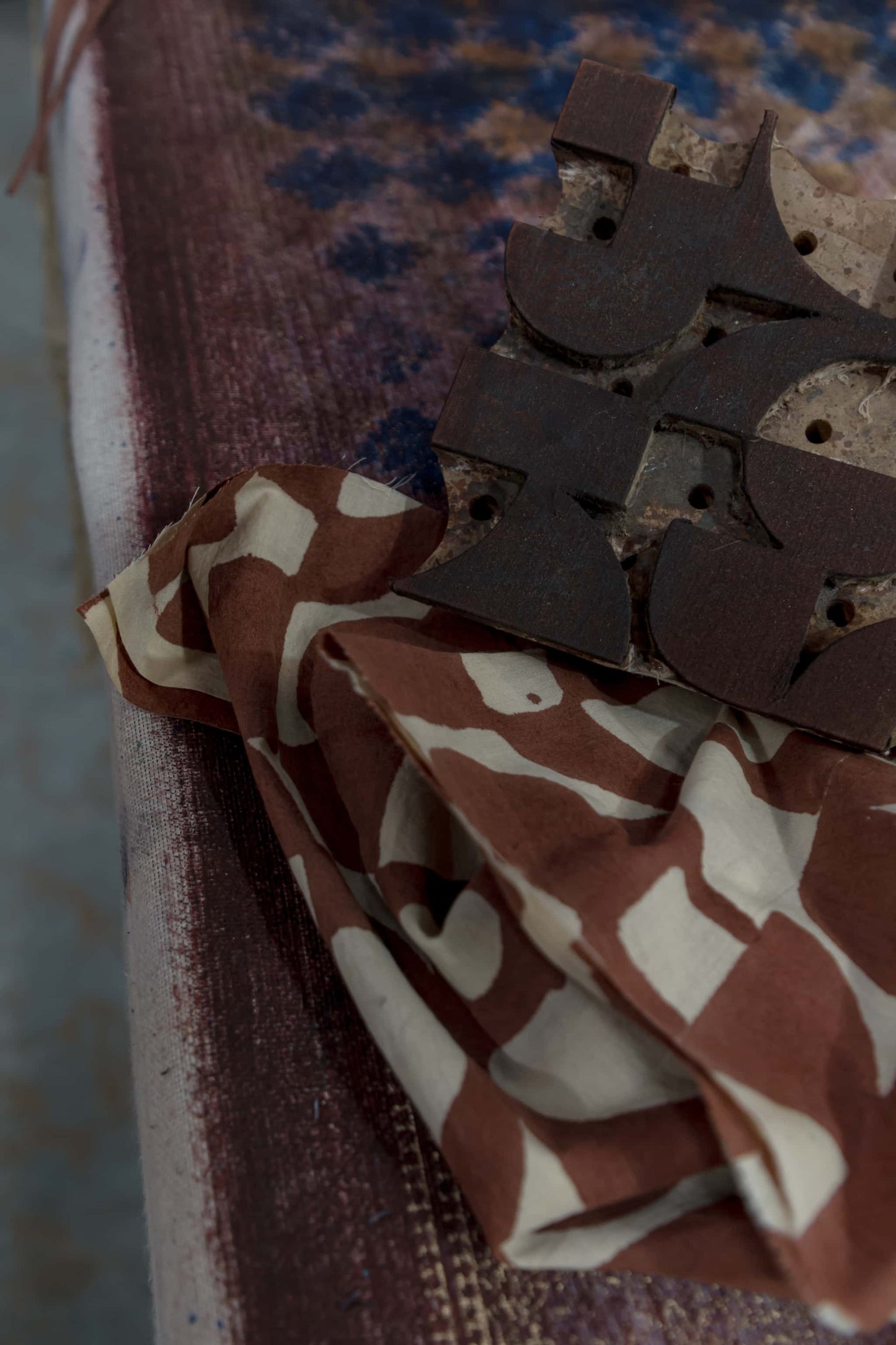 Bagru blockprint scarf（brown）