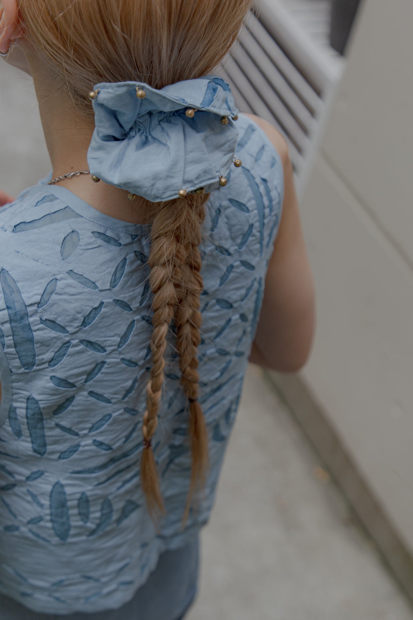 Hand cutwork top（blue）