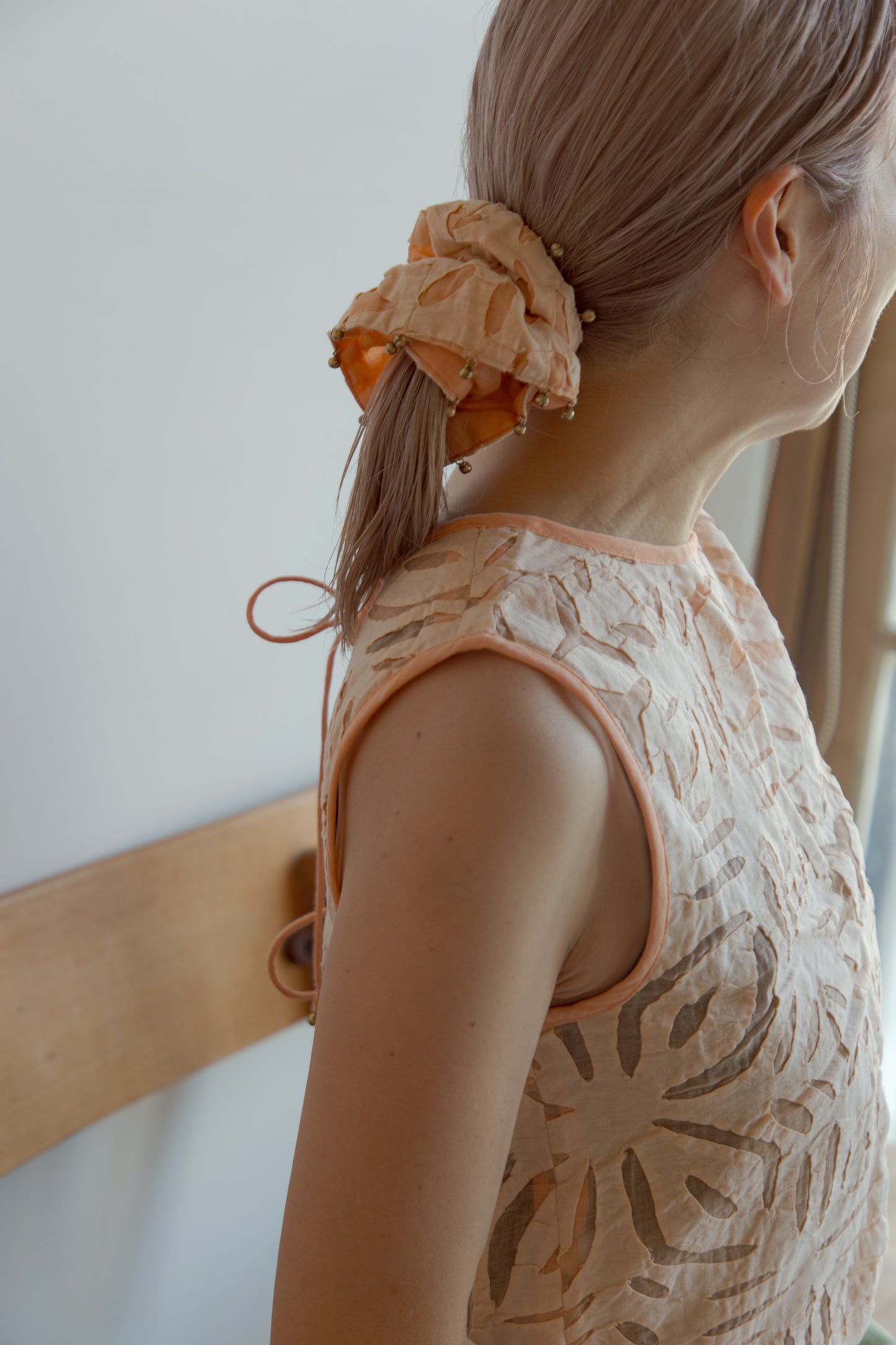 Hand cutwork scrunchie（pink）