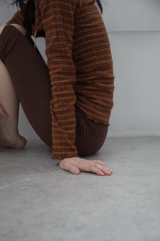 shirring check top（brown）