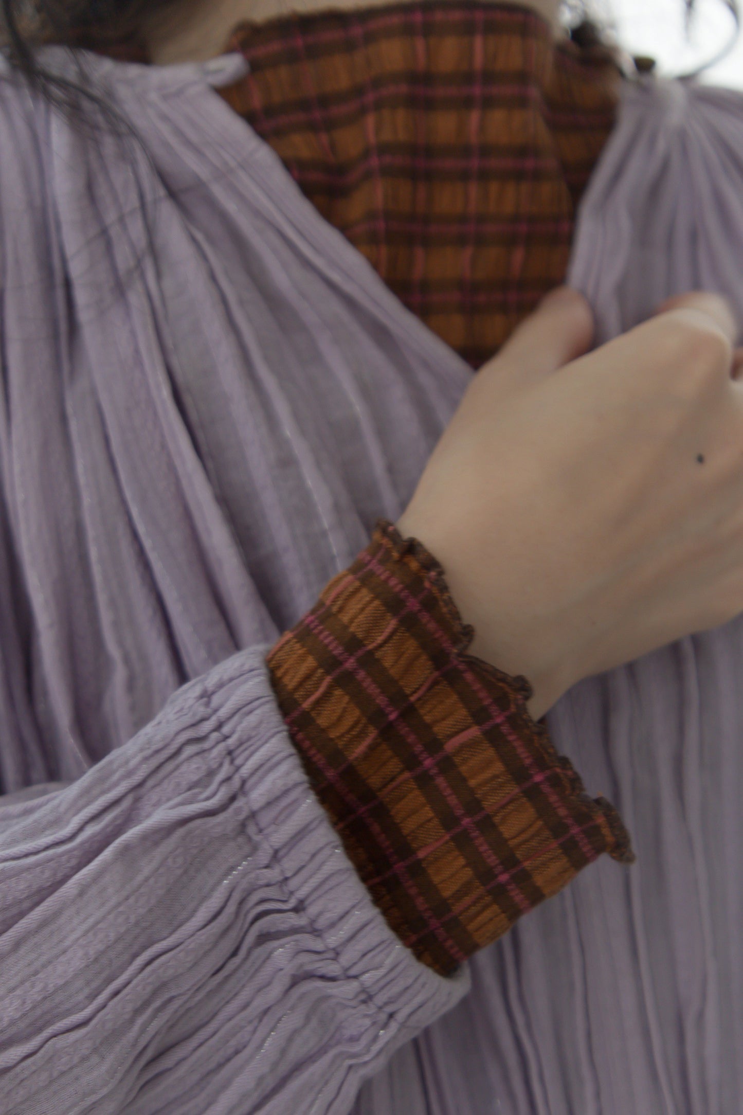 shirring check top（brown）