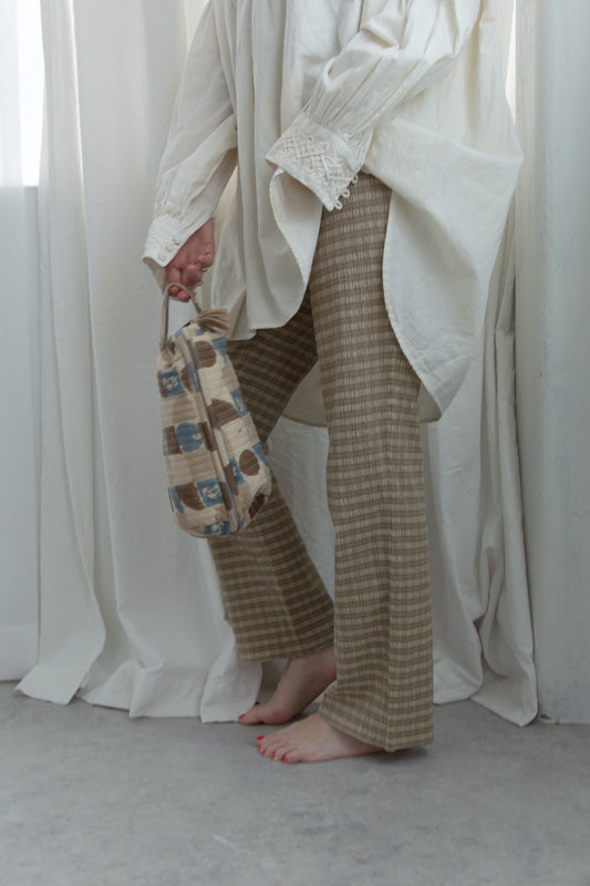 shirring check pants（beige）
