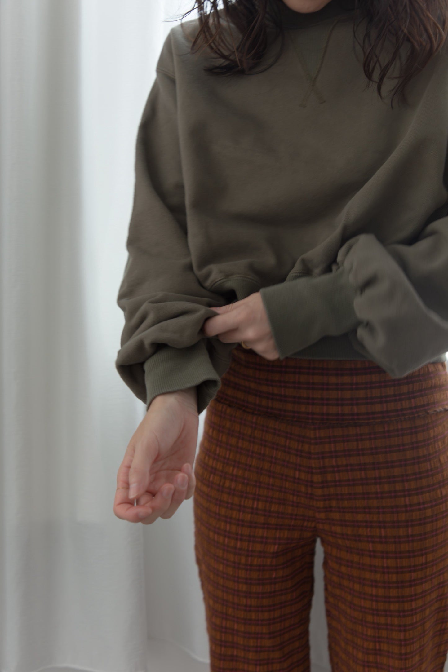 shirring check pants（brown）