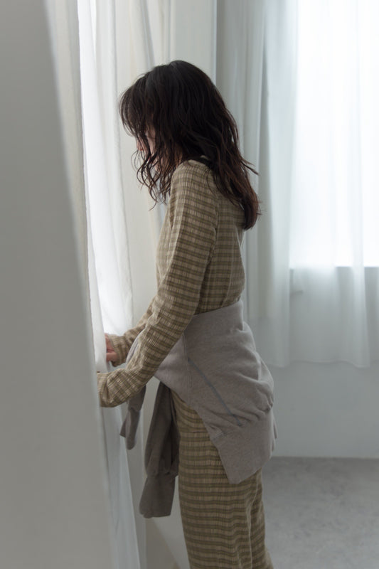 shirring check top（beige）