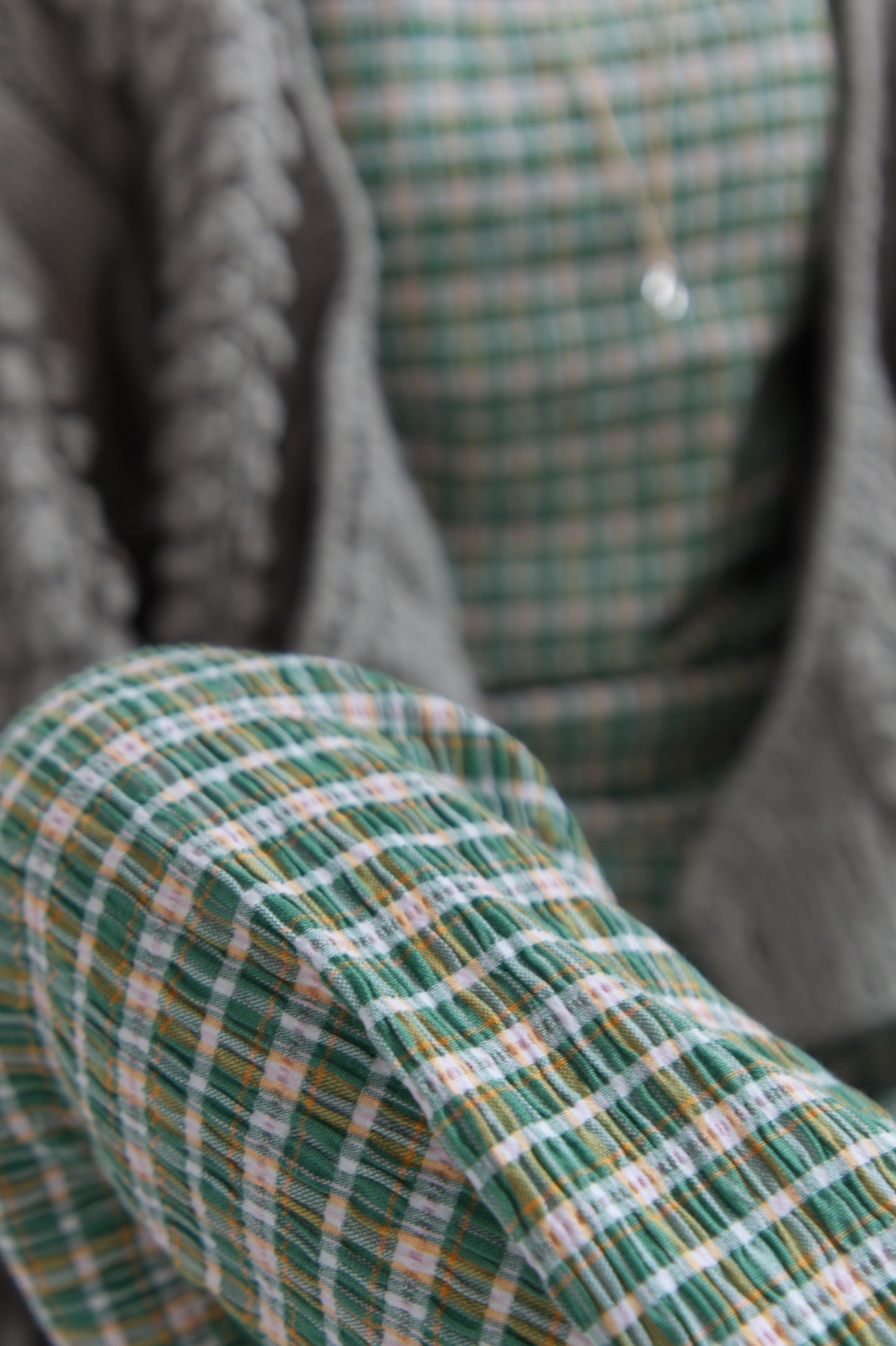 shirring check pants（green）