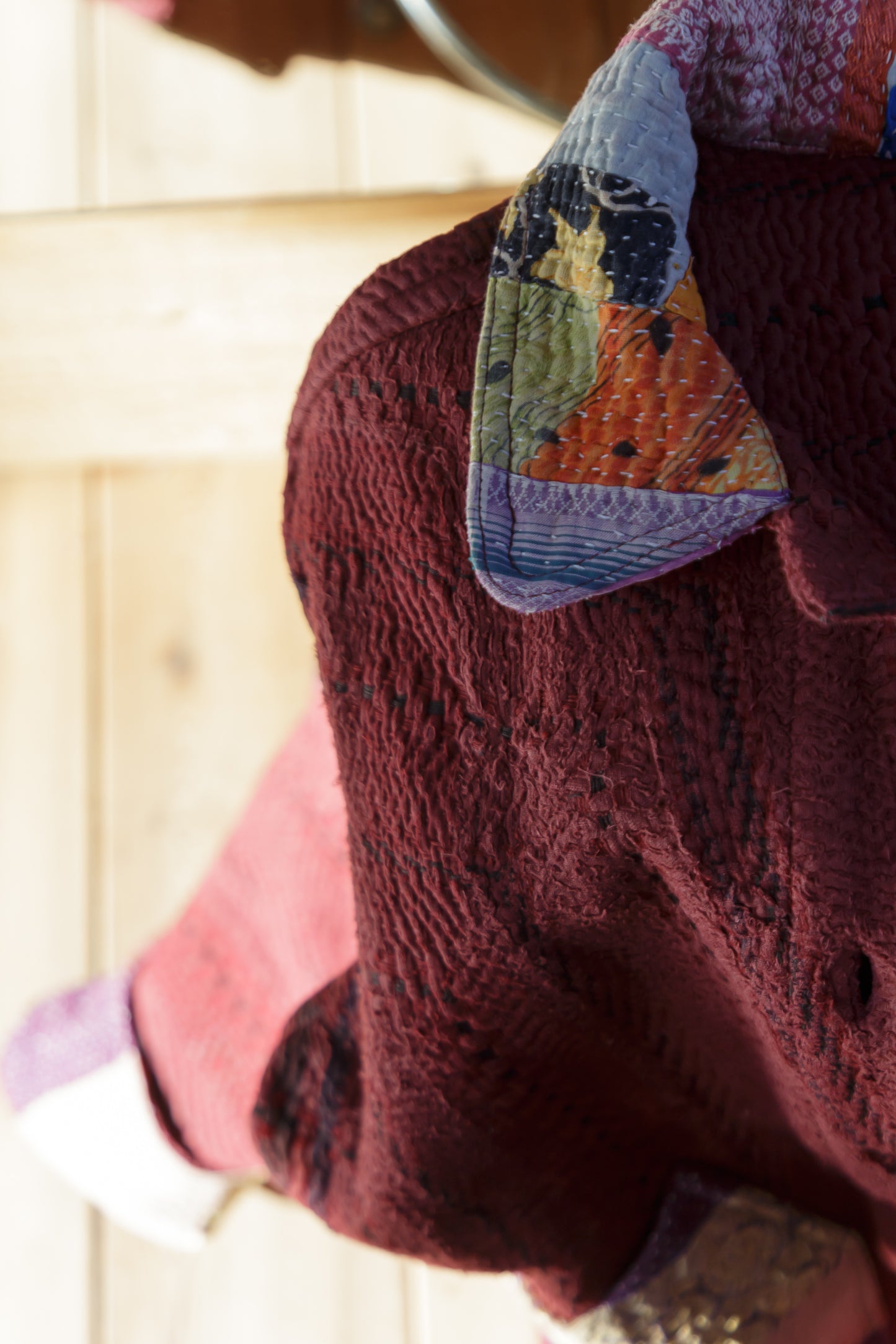 vintage kantha jacket （ burgundy B）