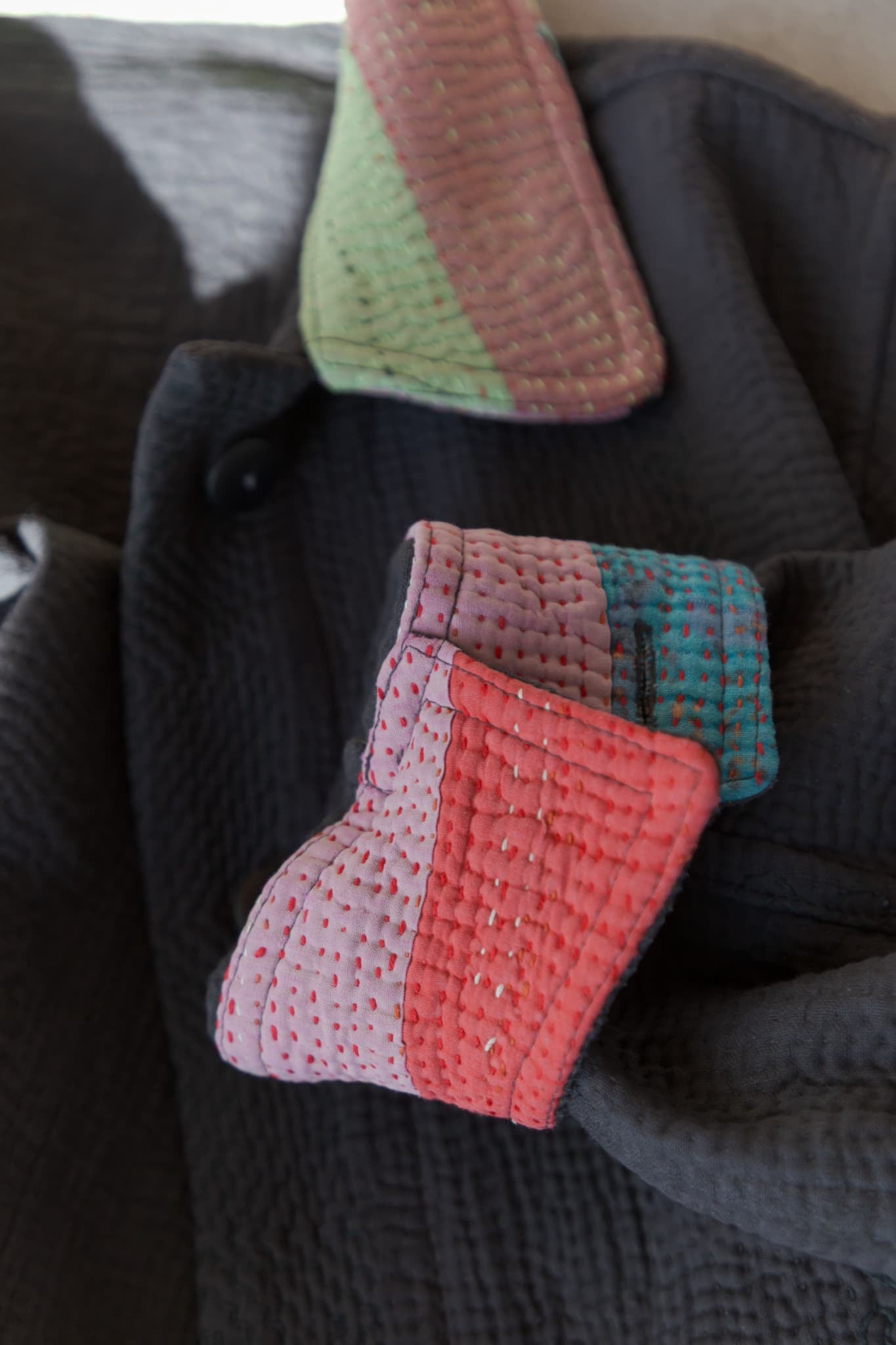 vintage kantha jacket （black D）