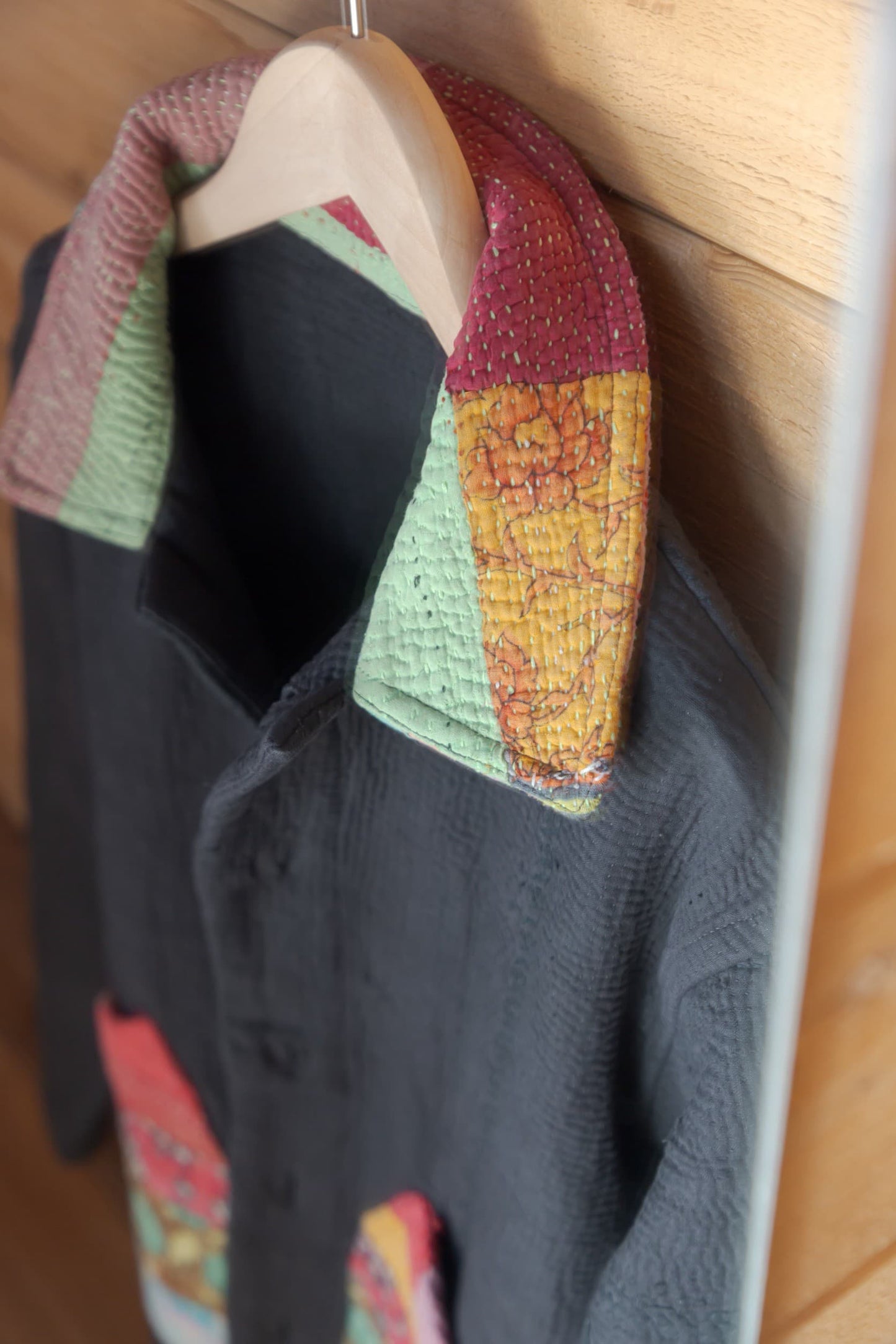 vintage kantha jacket （black D）