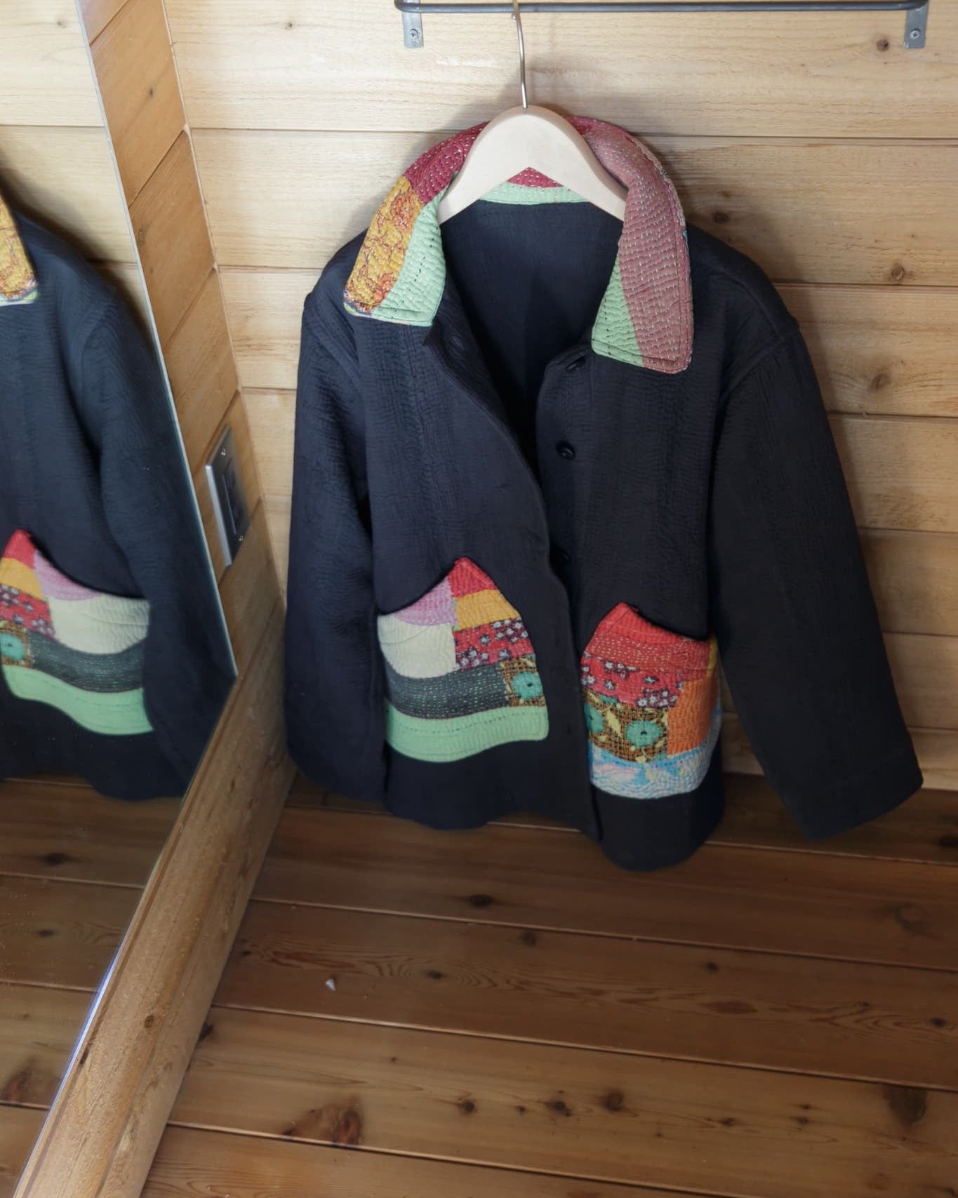 vintage kantha jacket （black D）