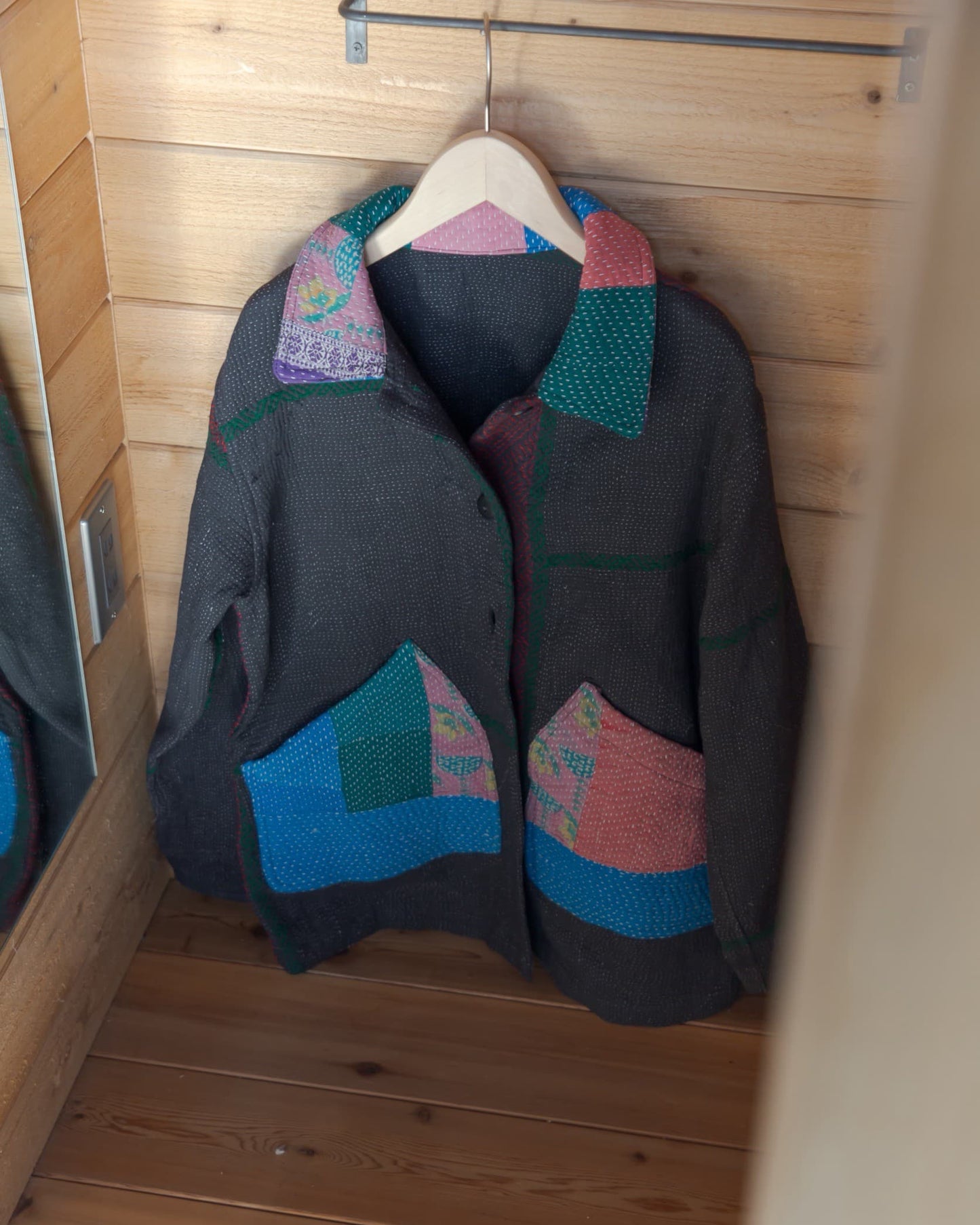 vintage kantha jacket （black G）