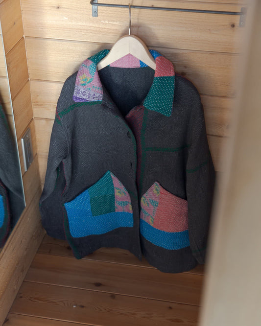 vintage kantha jacket （black G）
