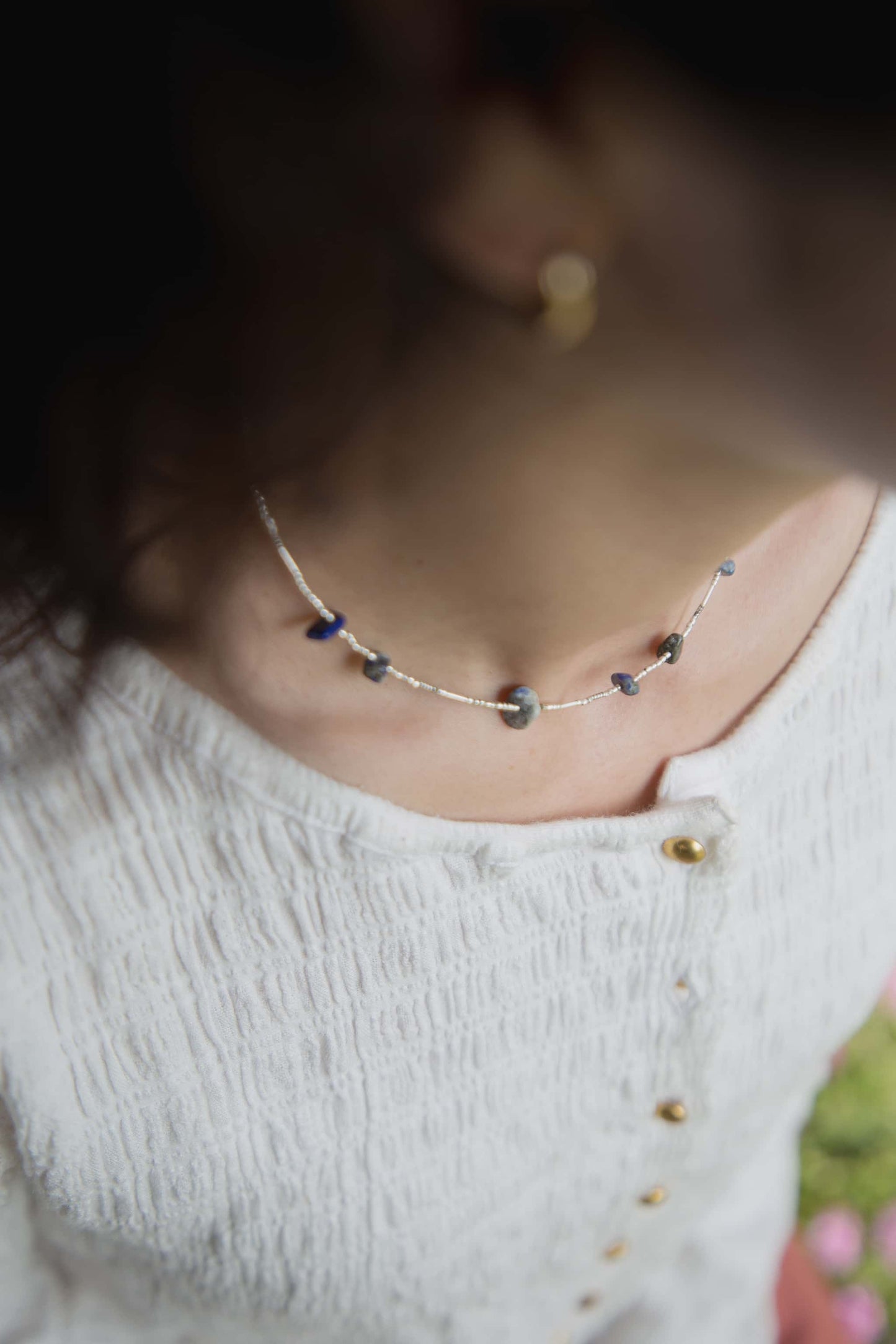 karen silver stone necklace（ lapis lazuli ）