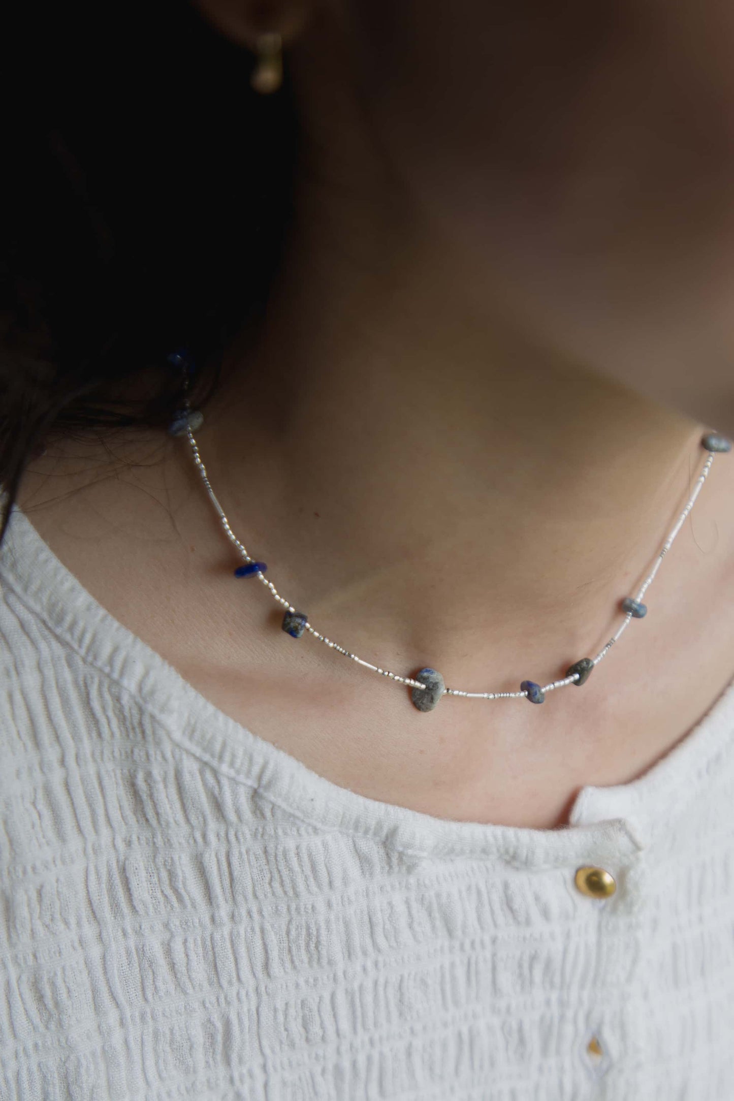 karen silver stone necklace（ lapis lazuli ）