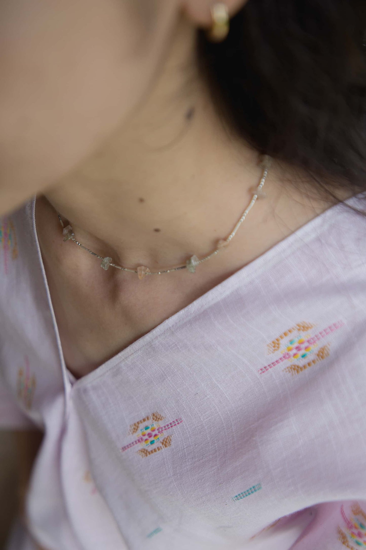 karen silver stone necklace（indian agate）