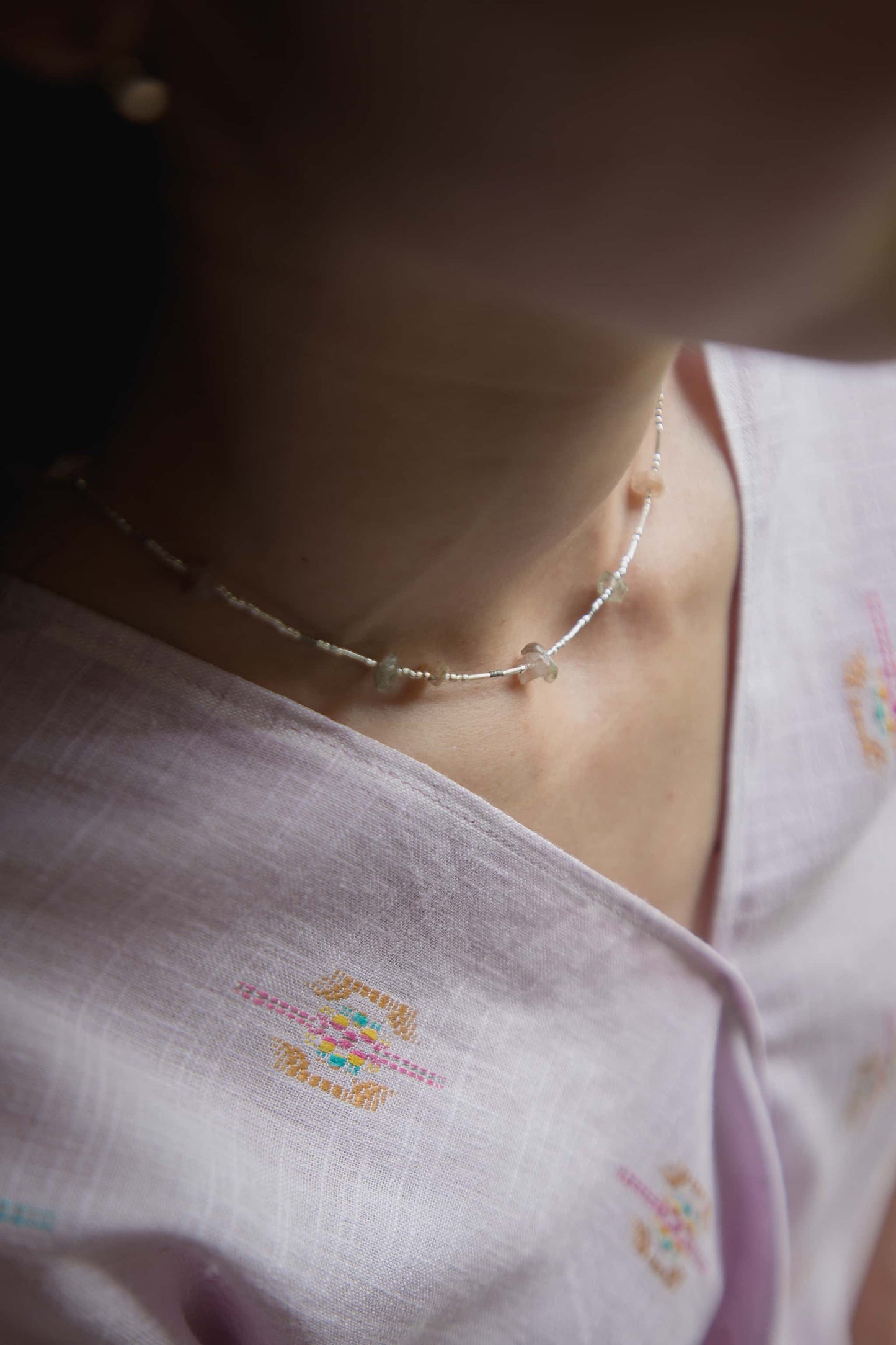 karen silver stone necklace（indian agate）