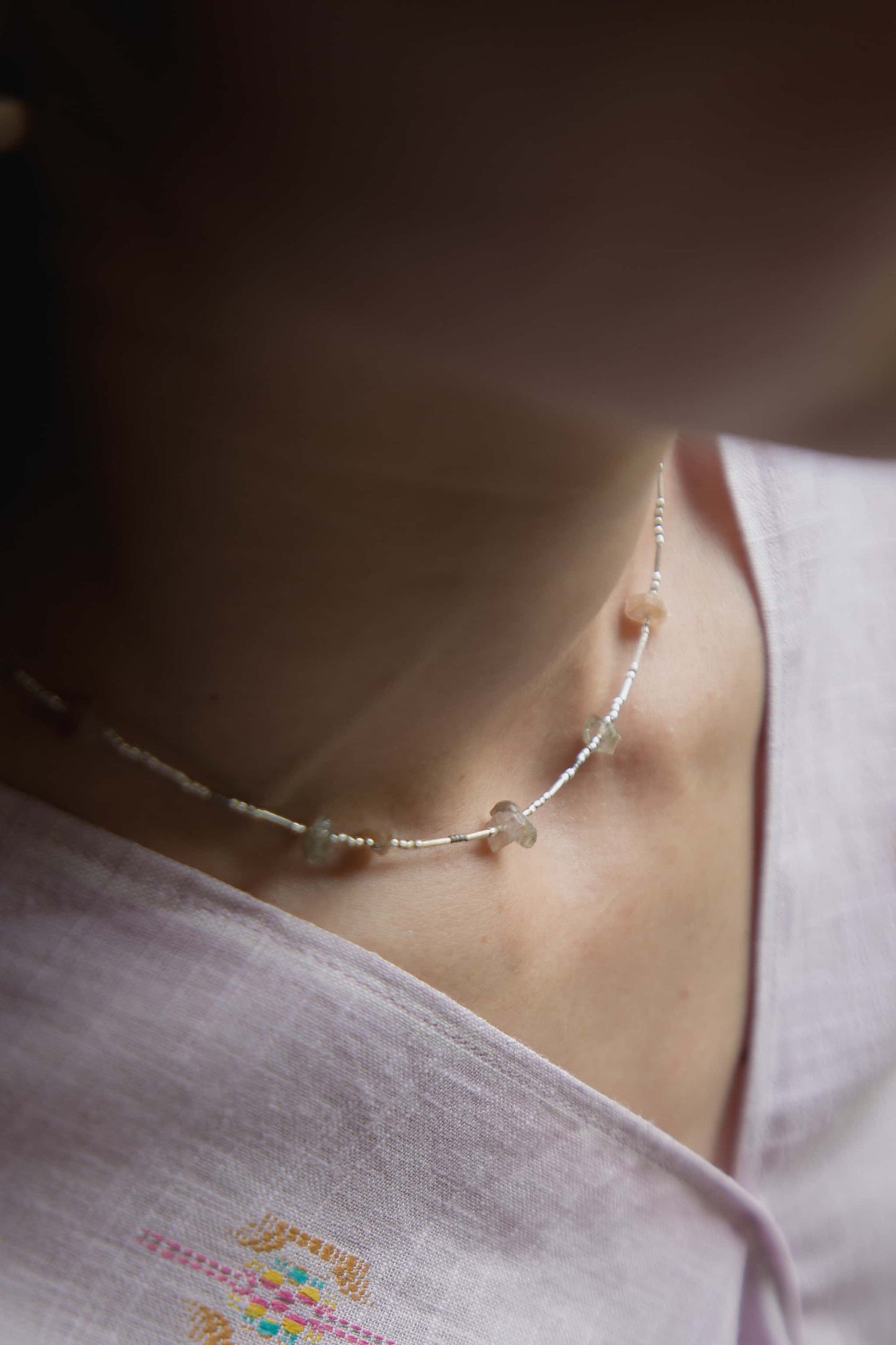 karen silver stone necklace（indian agate）