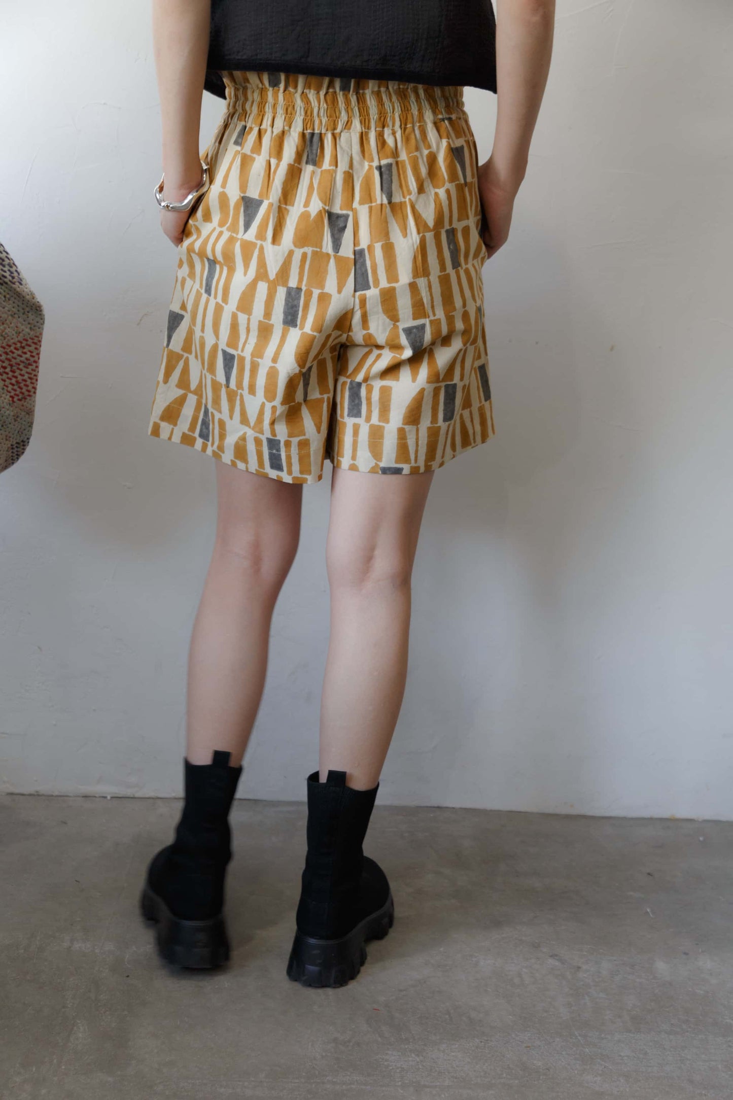 Bagru block print short pants（yellow）