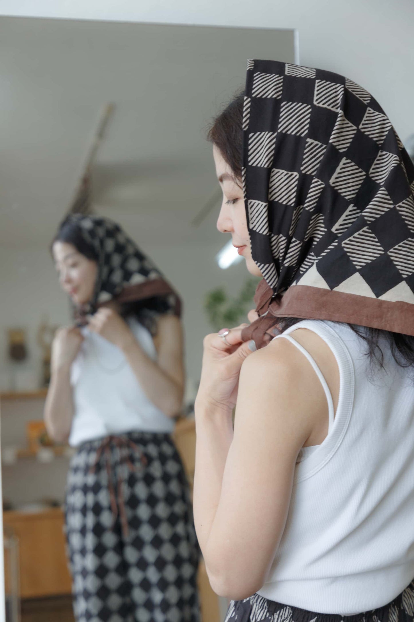 Bagru blockprint scarf（black）