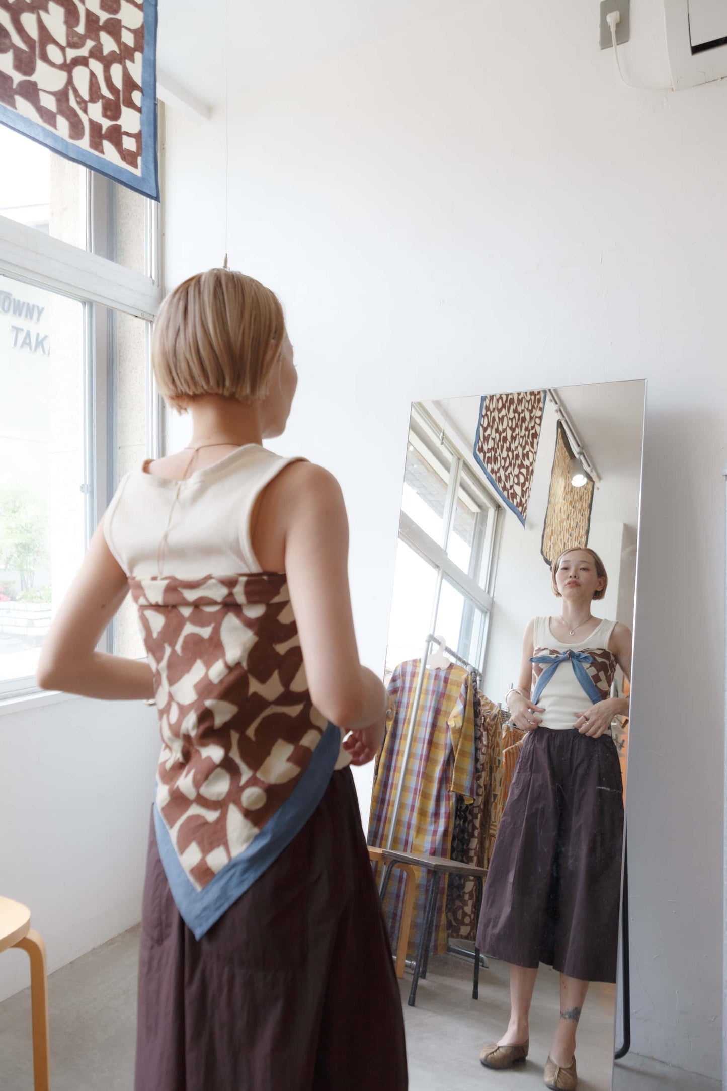 Bagru blockprint scarf（brown）