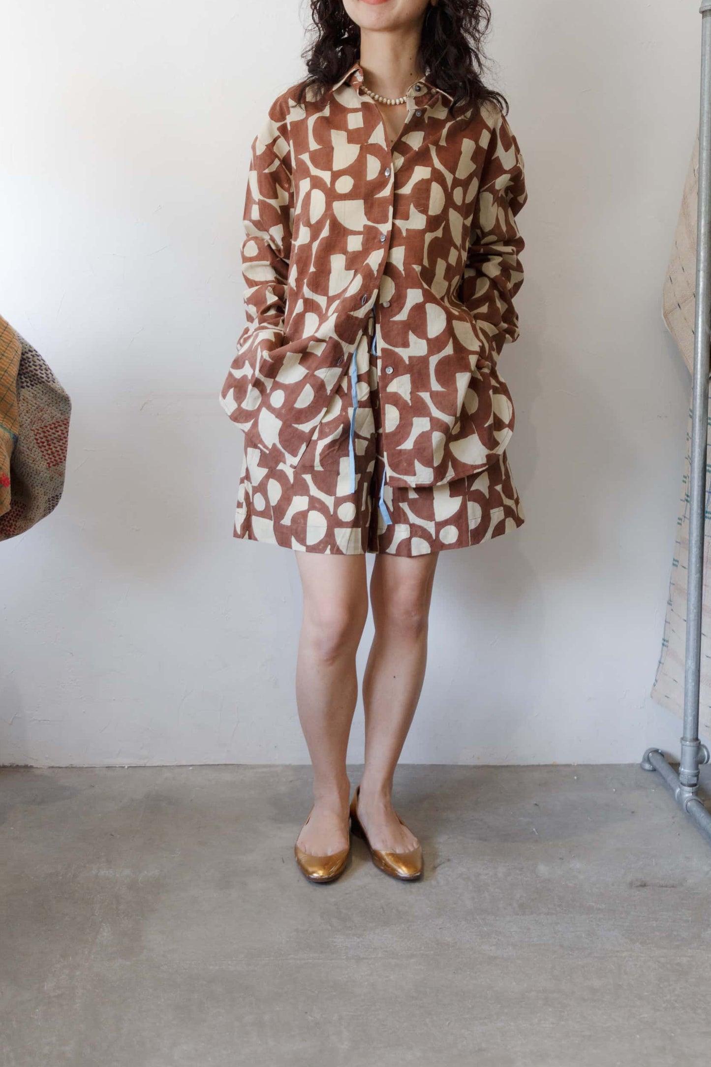 Bagru block print short pants（brown）