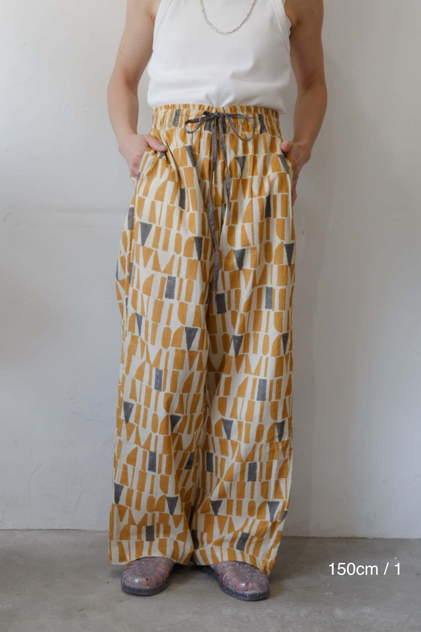 Bagru block print pants（yellow）
