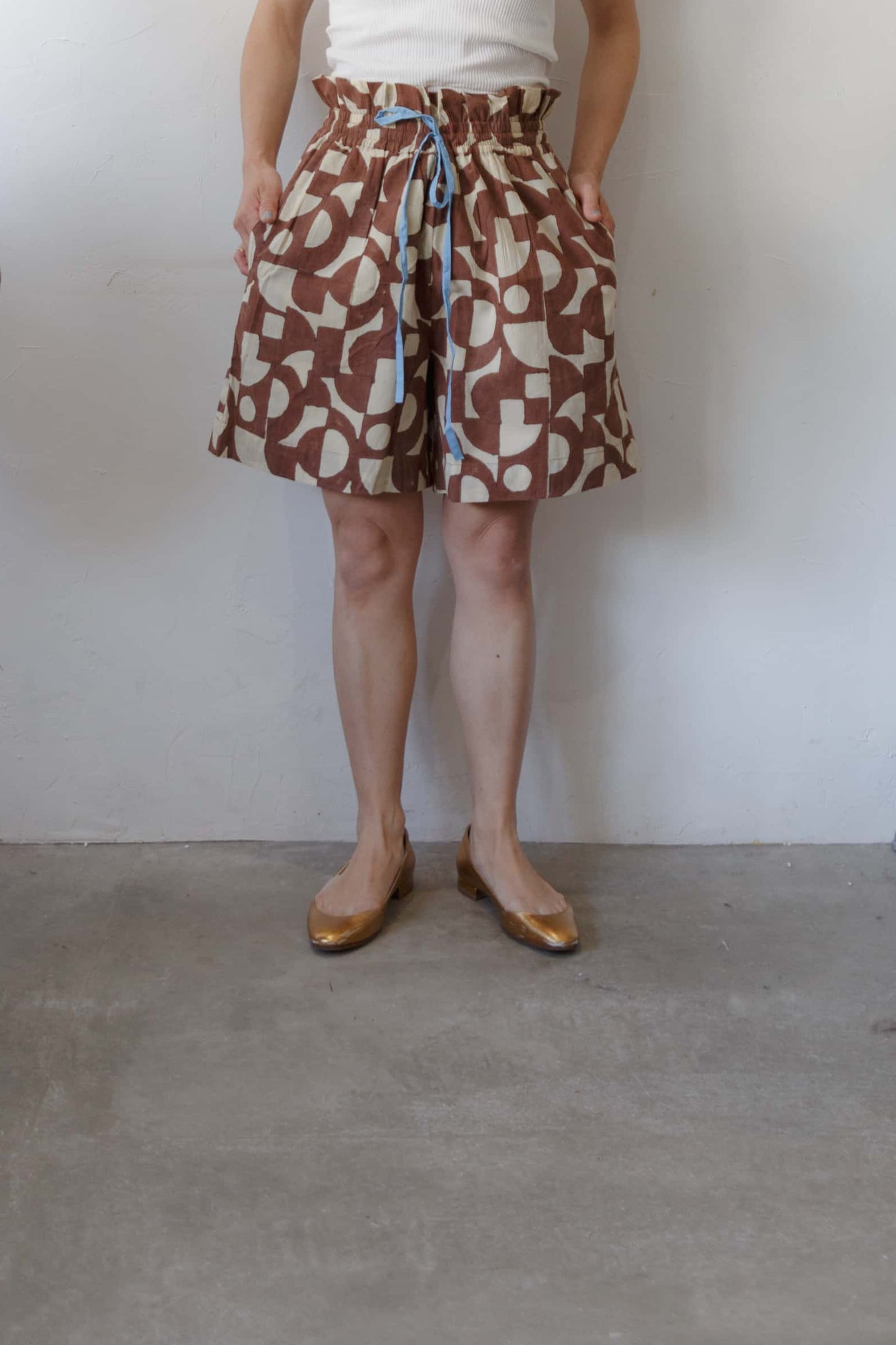 Bagru block print short pants（brown）
