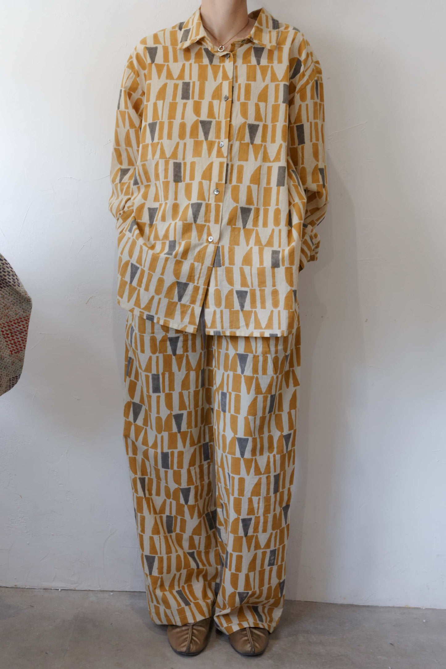 Bagru block print shirt（yellow）