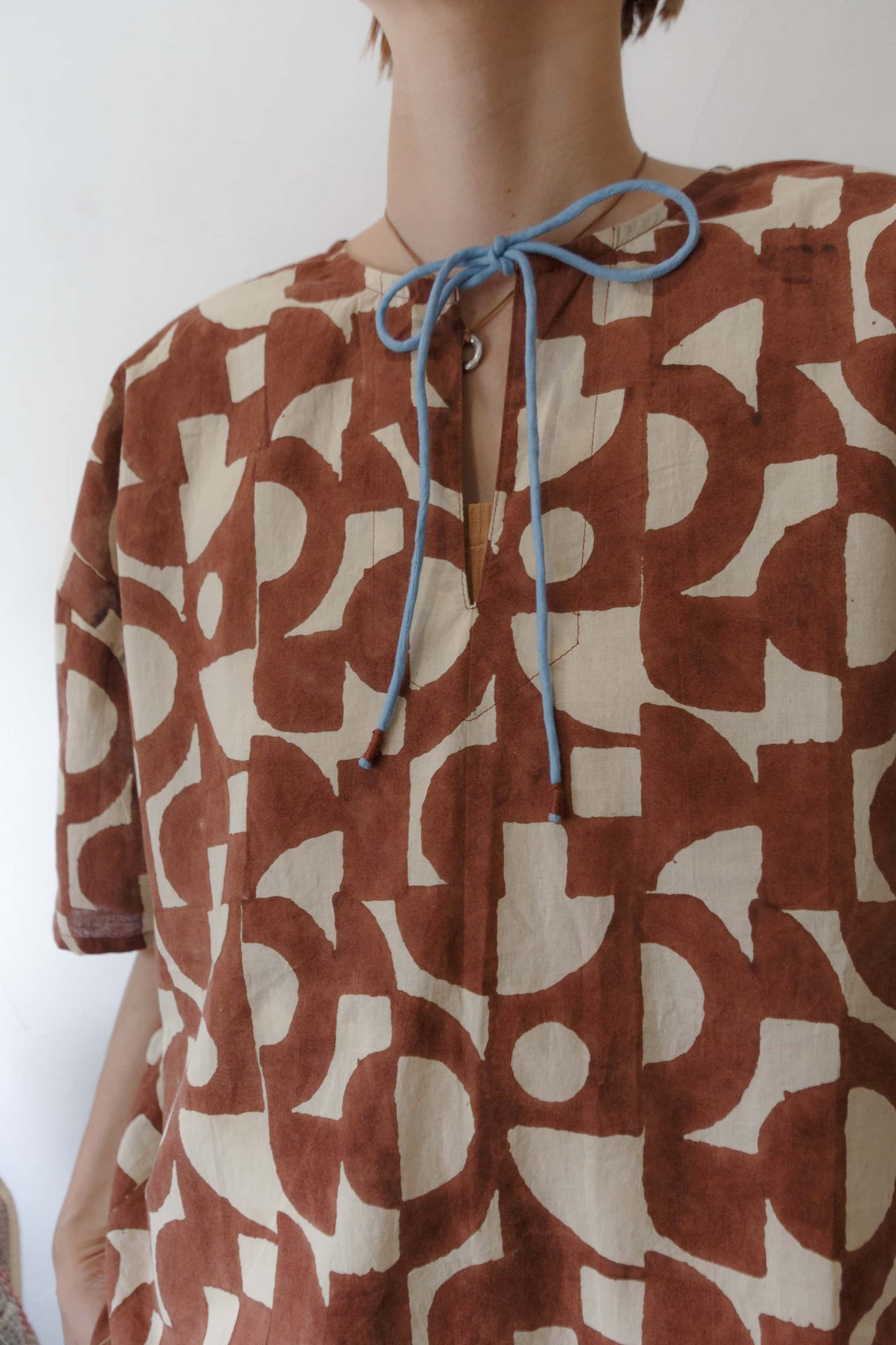 Bagru block print top（brown）