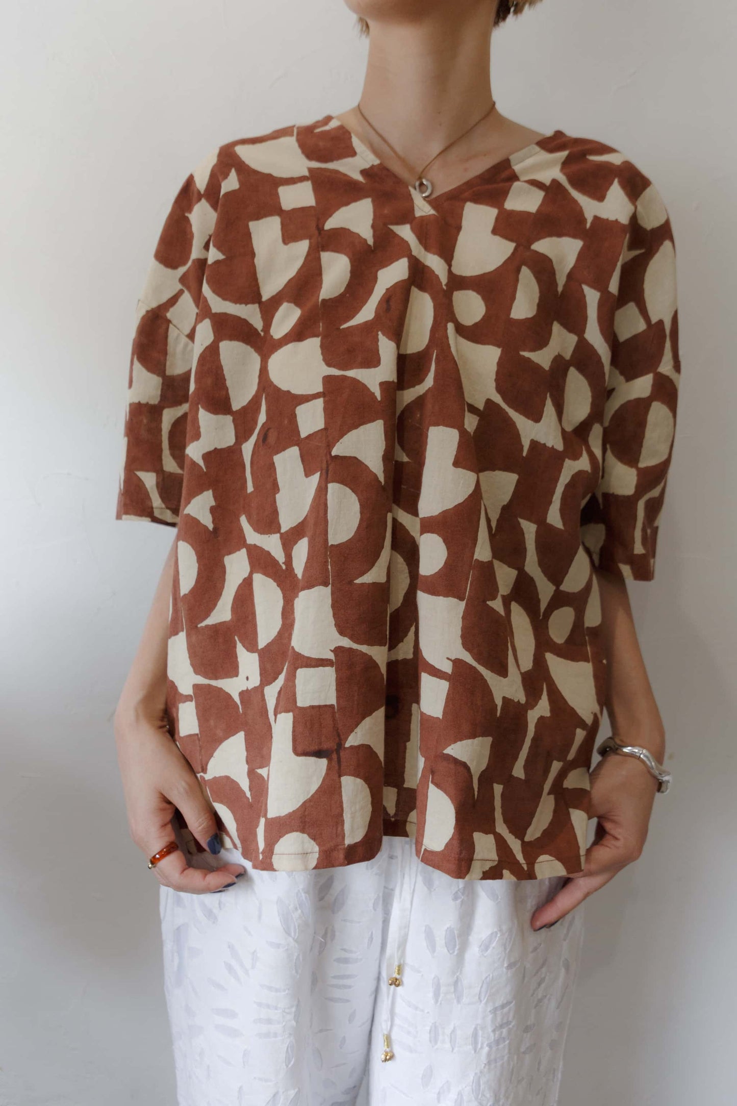 Bagru block print top（brown）
