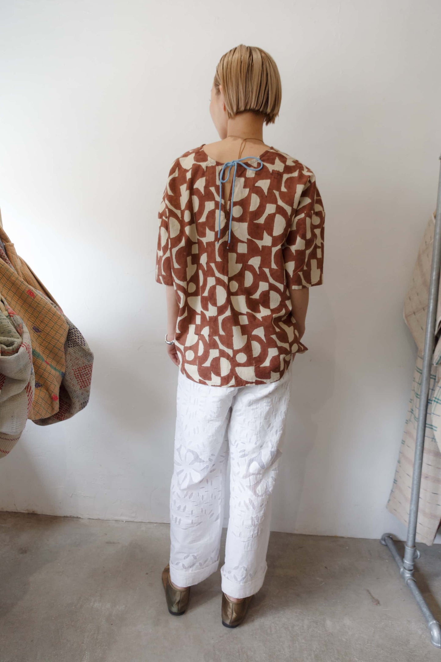 Bagru block print top（brown）