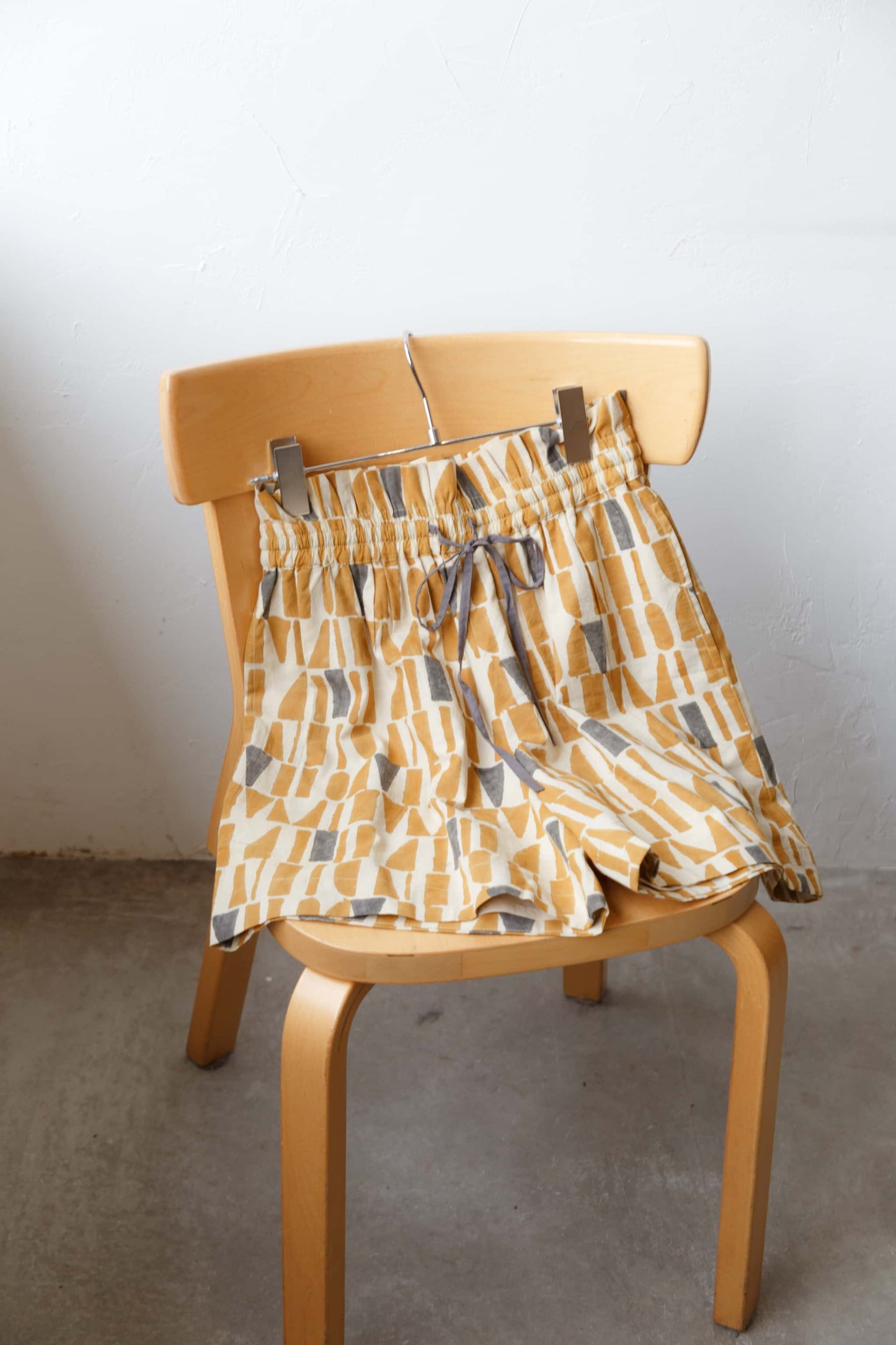 Bagru block print short pants（yellow）