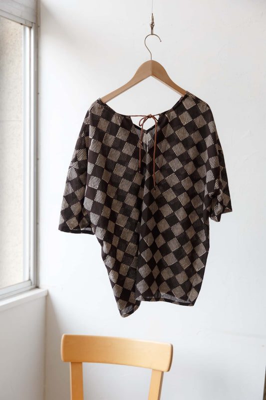 Bagru block print top（black）