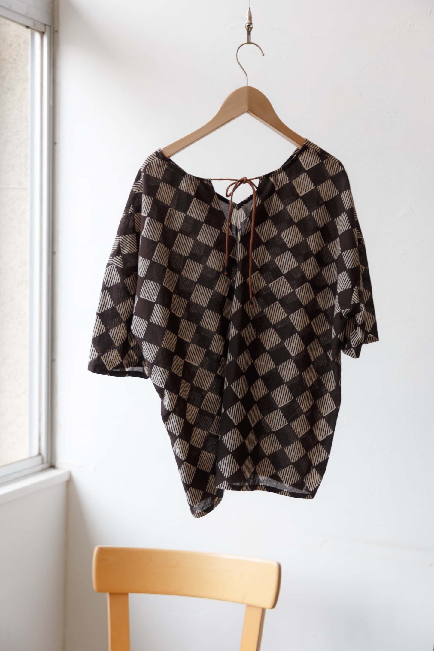 Bagru block print top（black）