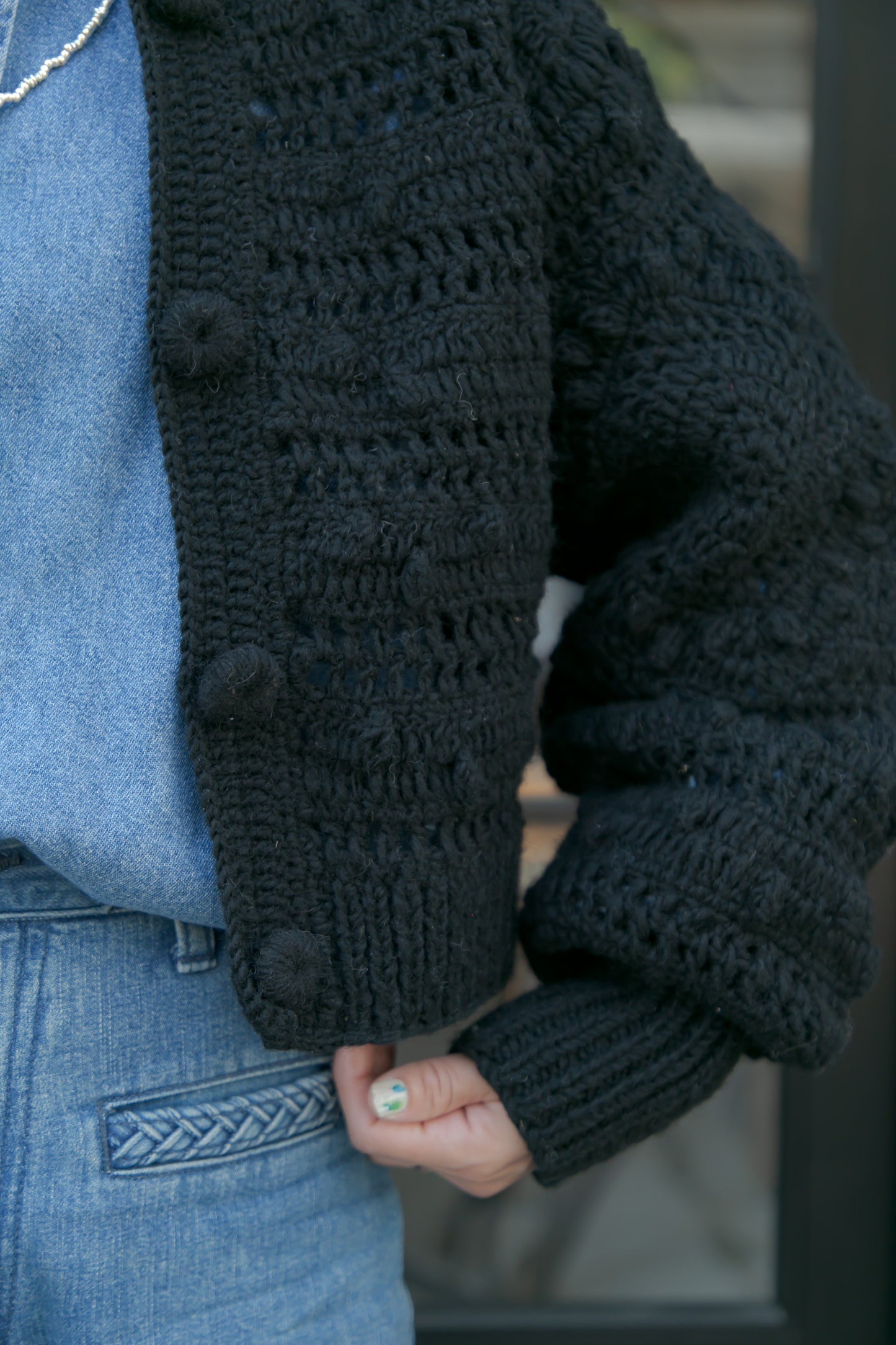 crochet handknit cardigan（black）
