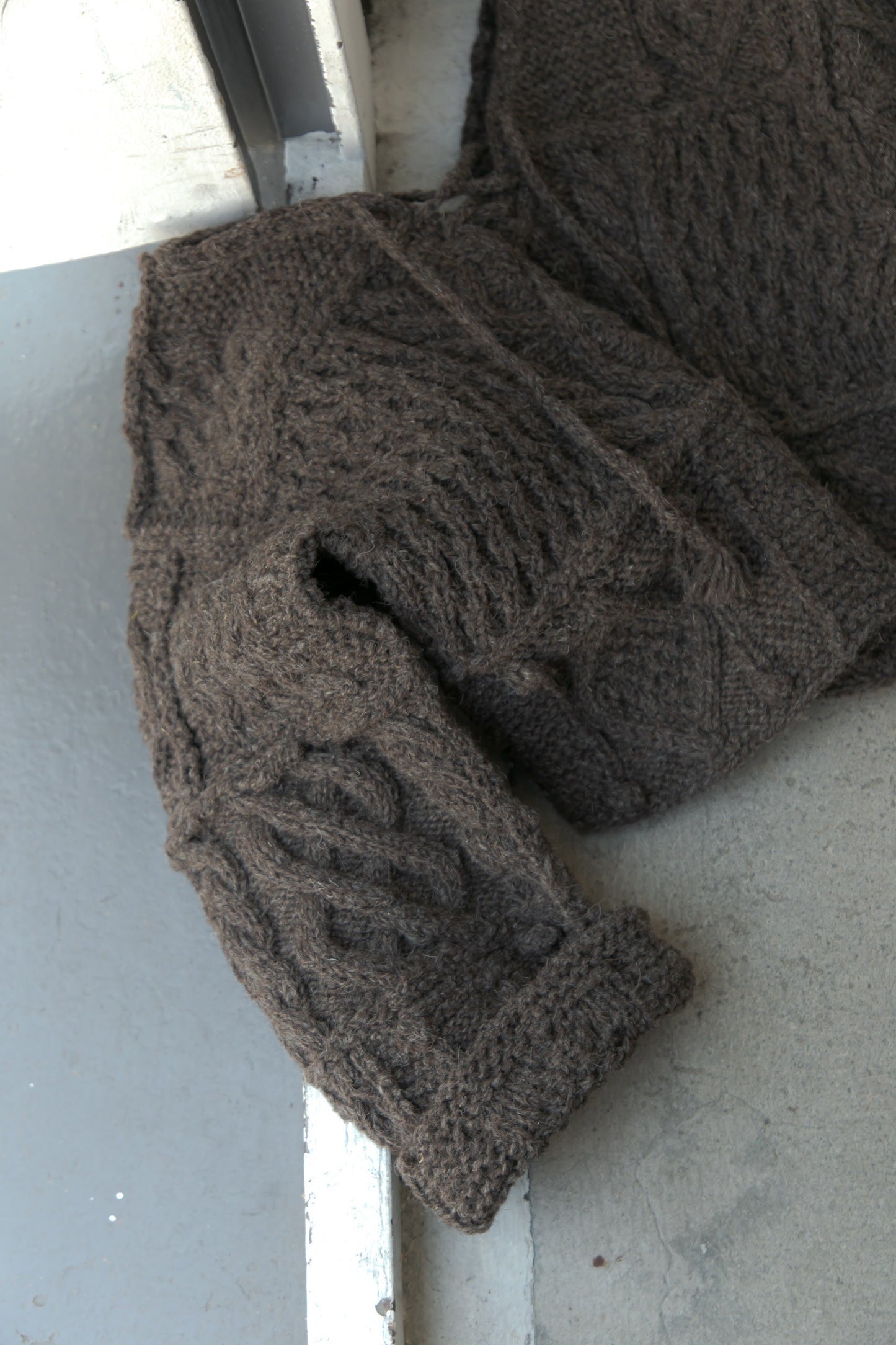 patchwork handknit sweater（brown）