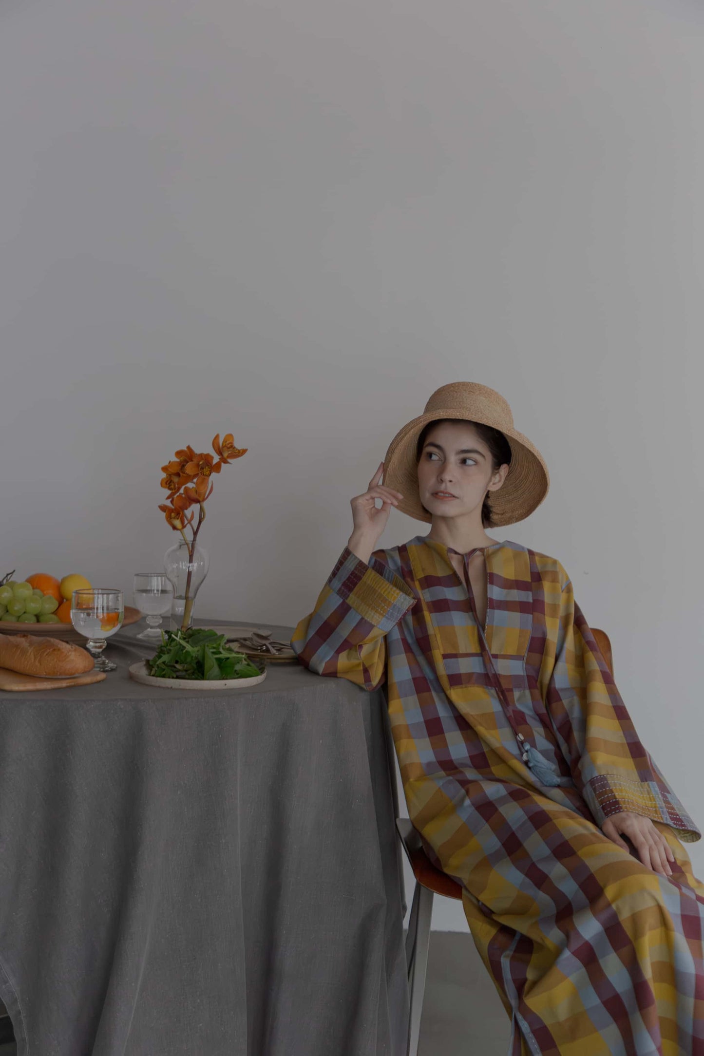 check woven dress（mix）